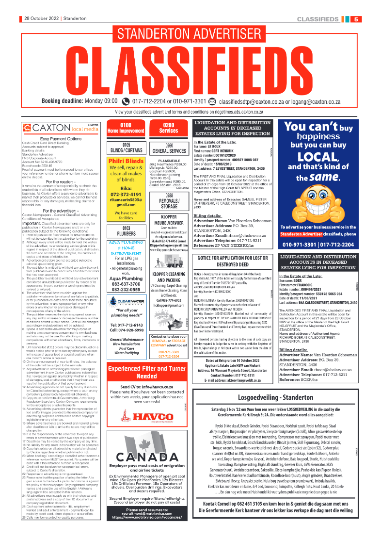 Standerton Advertiser 28 October 2022 page 5