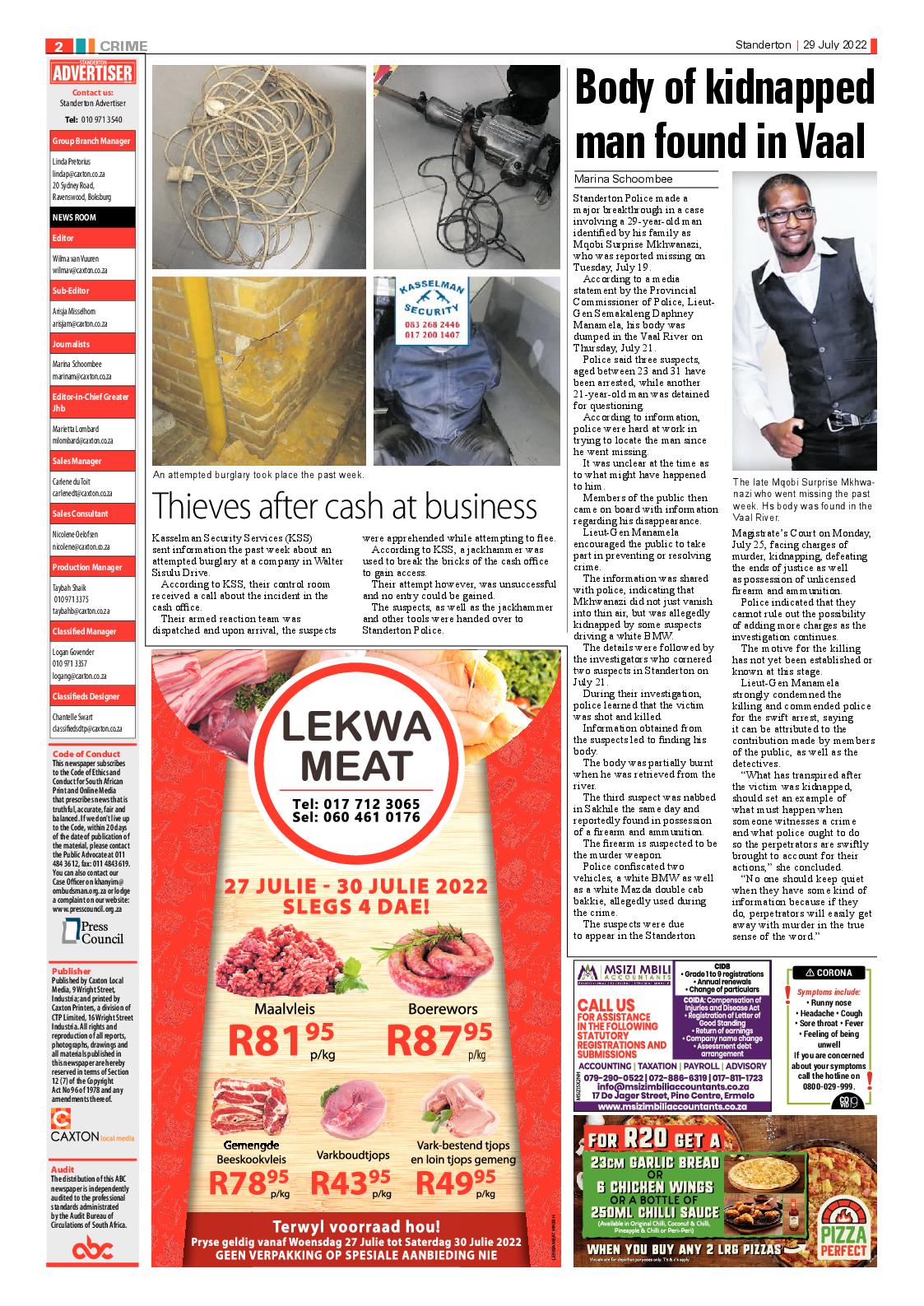 Standerton Advertiser 29 July 2022 page 2