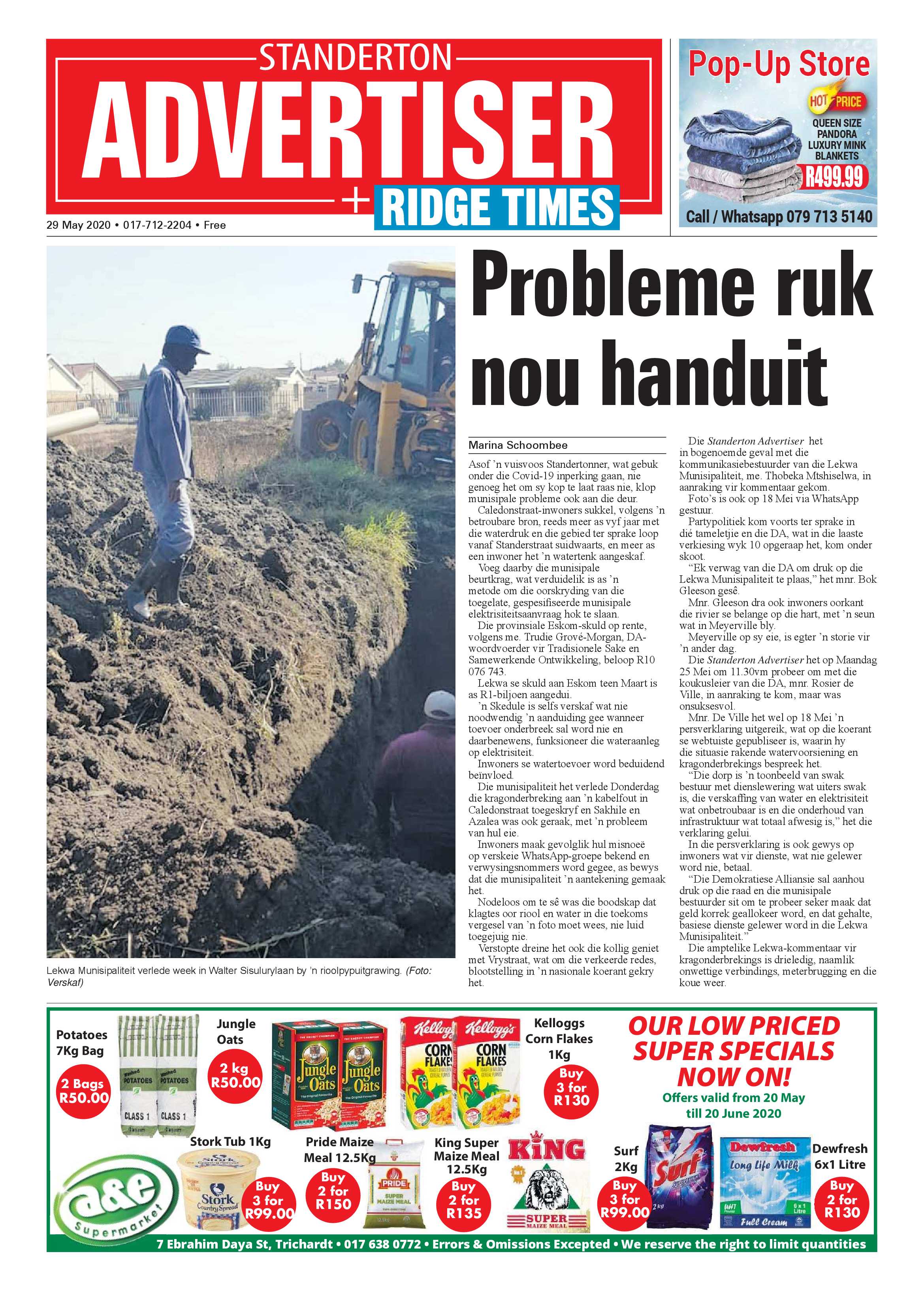Standerton Advertiser 29 May 2020 page 1