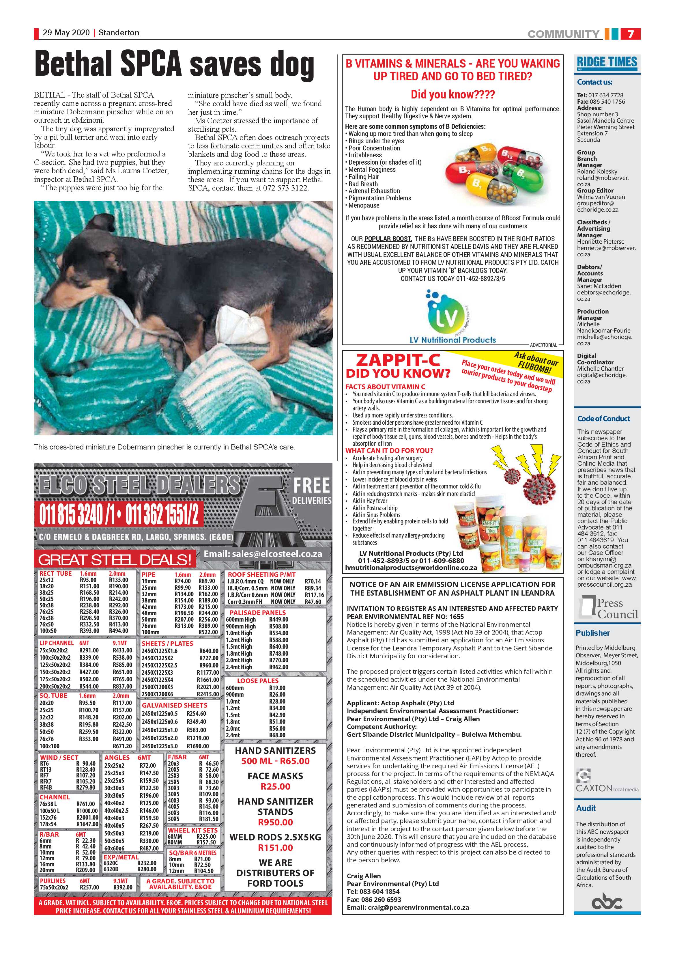 Standerton Advertiser 29 May 2020 page 7