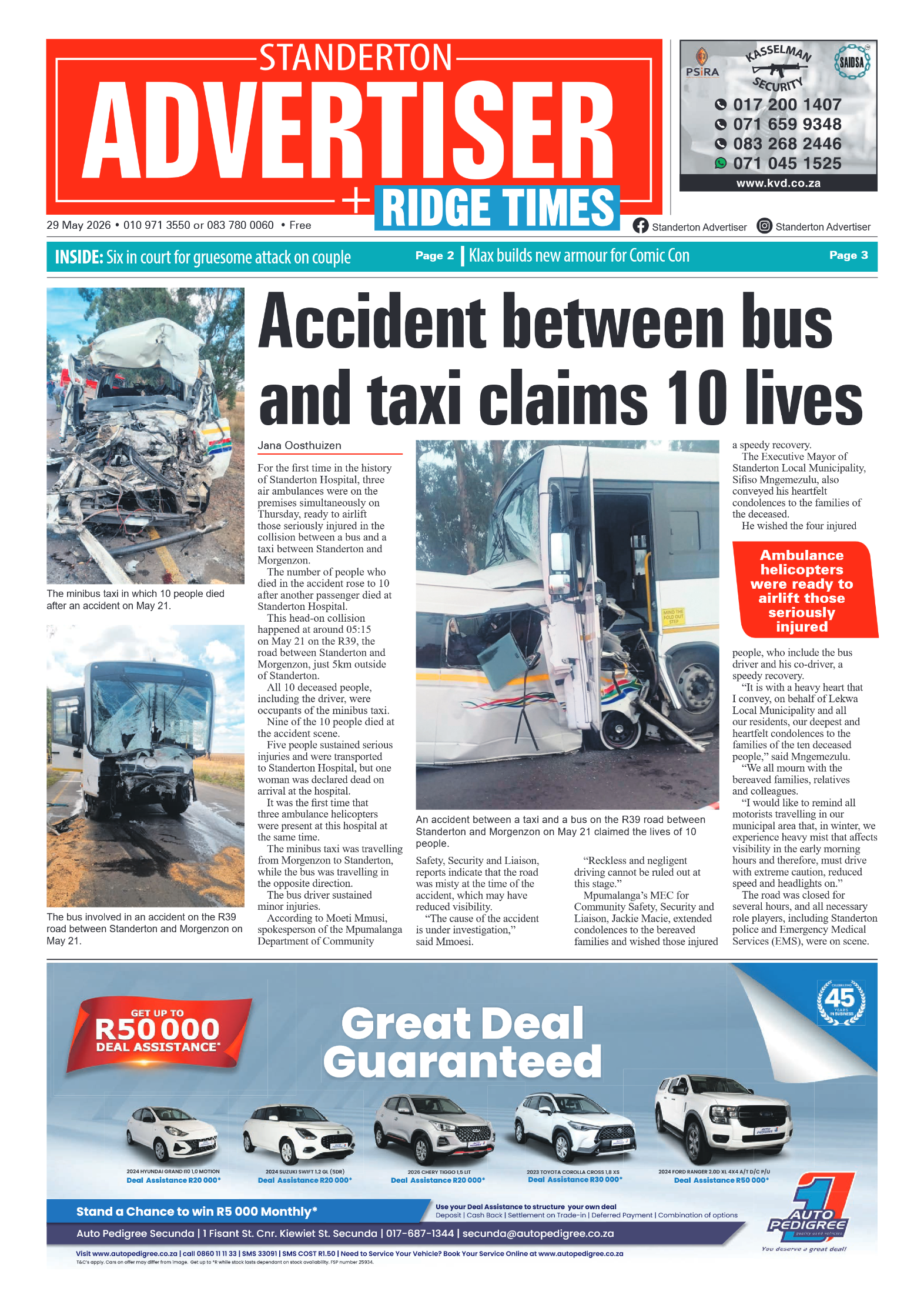 Standerton Advertiser 29 May 2026 page 1