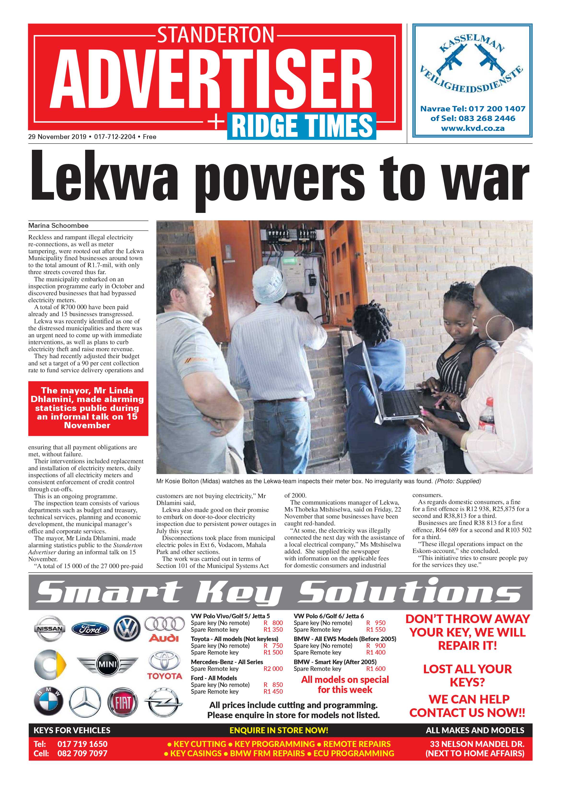 Standerton Advertiser 29 November 2019 page 1
