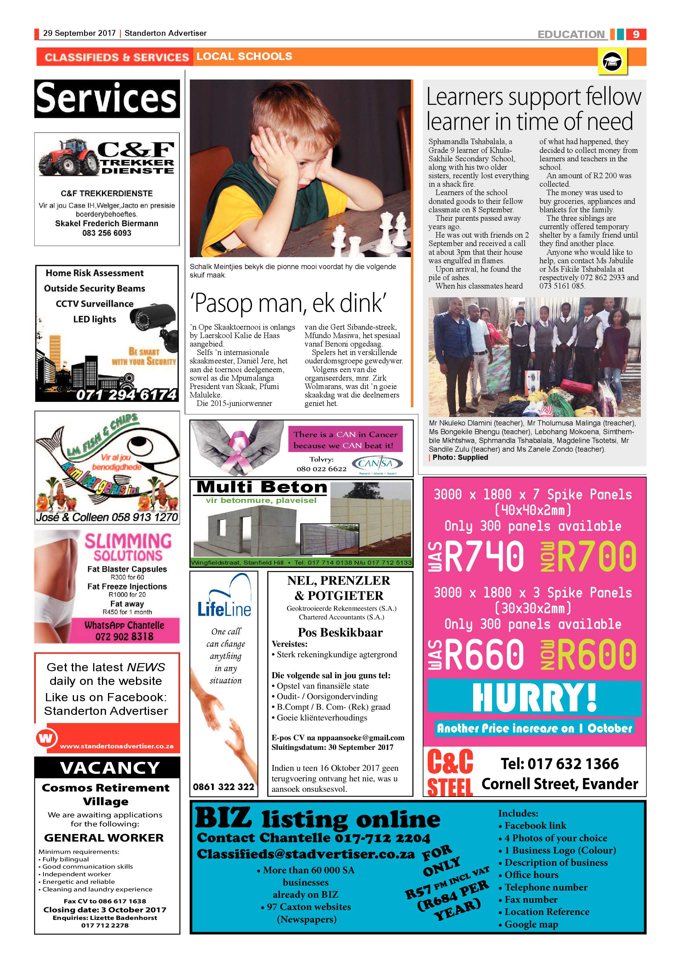 Standerton Advertiser 29 September 2014 page 9