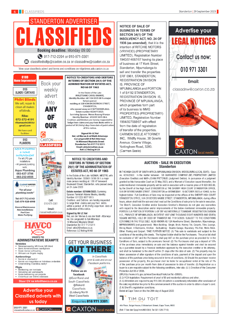 Standerton Advertiser 29 September 2023 page 6
