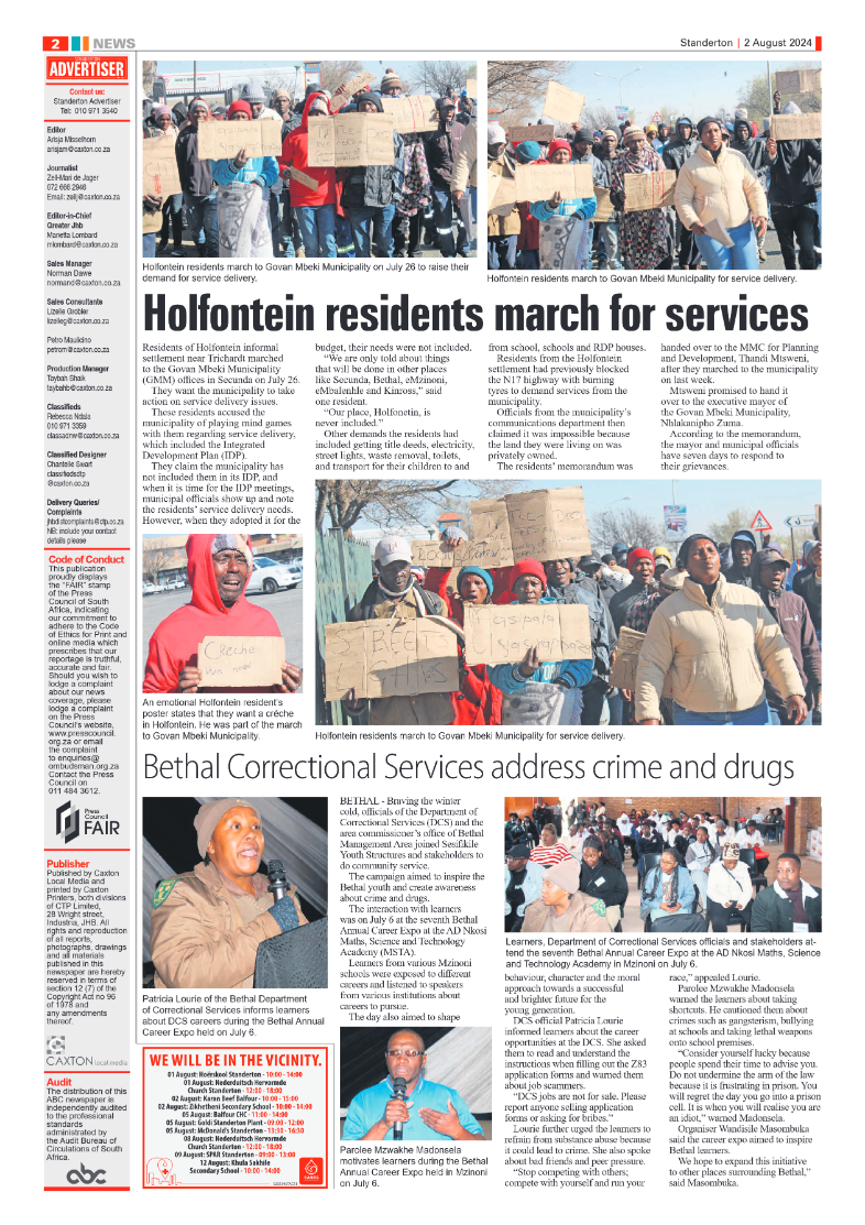 Standerton Advertiser 2 August 2024 page 2