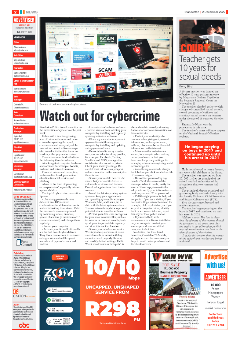 Standerton Advertiser 2 Dec 2022 page 2