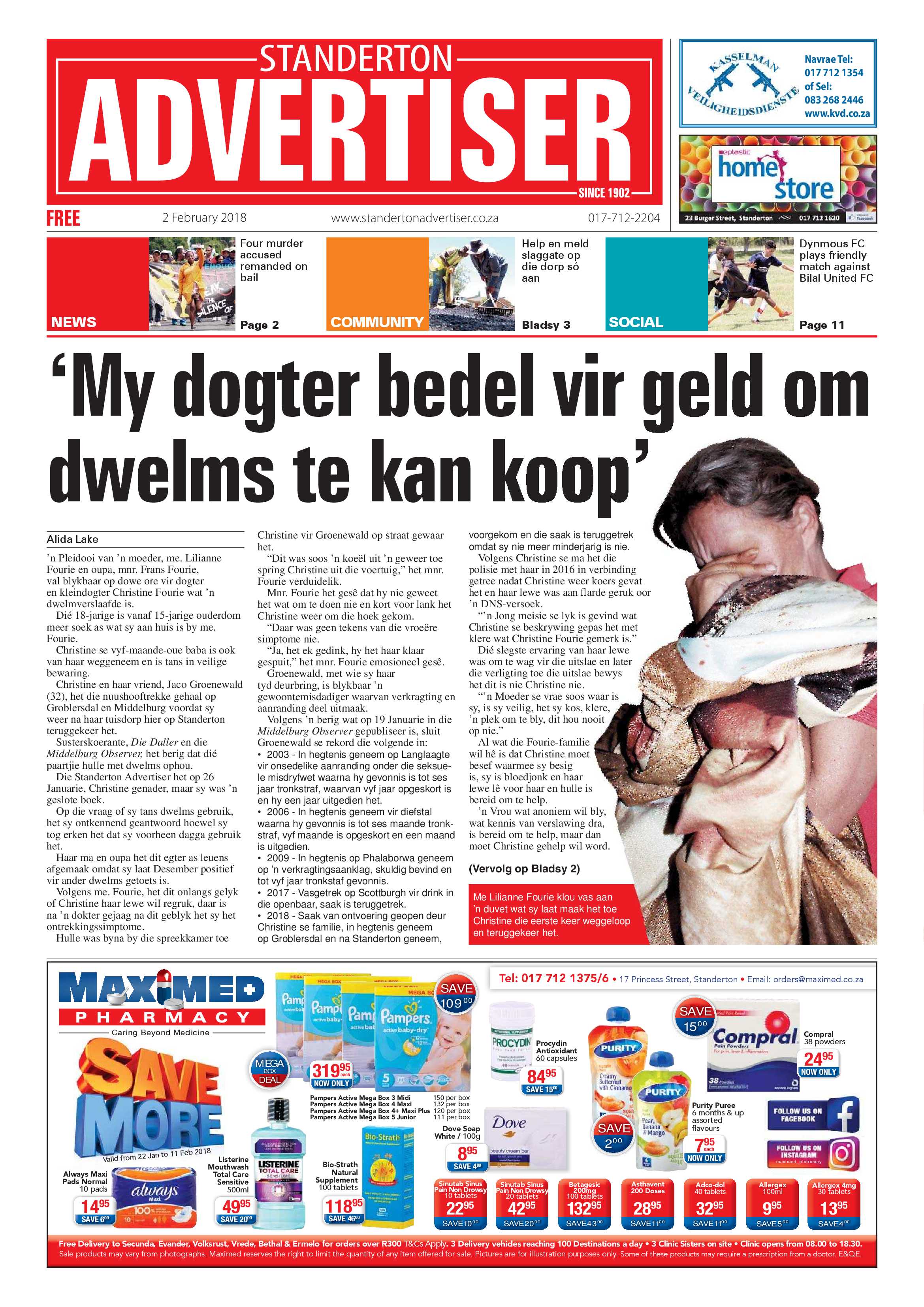 Standerton Advertiser 2 February 2018 page 1