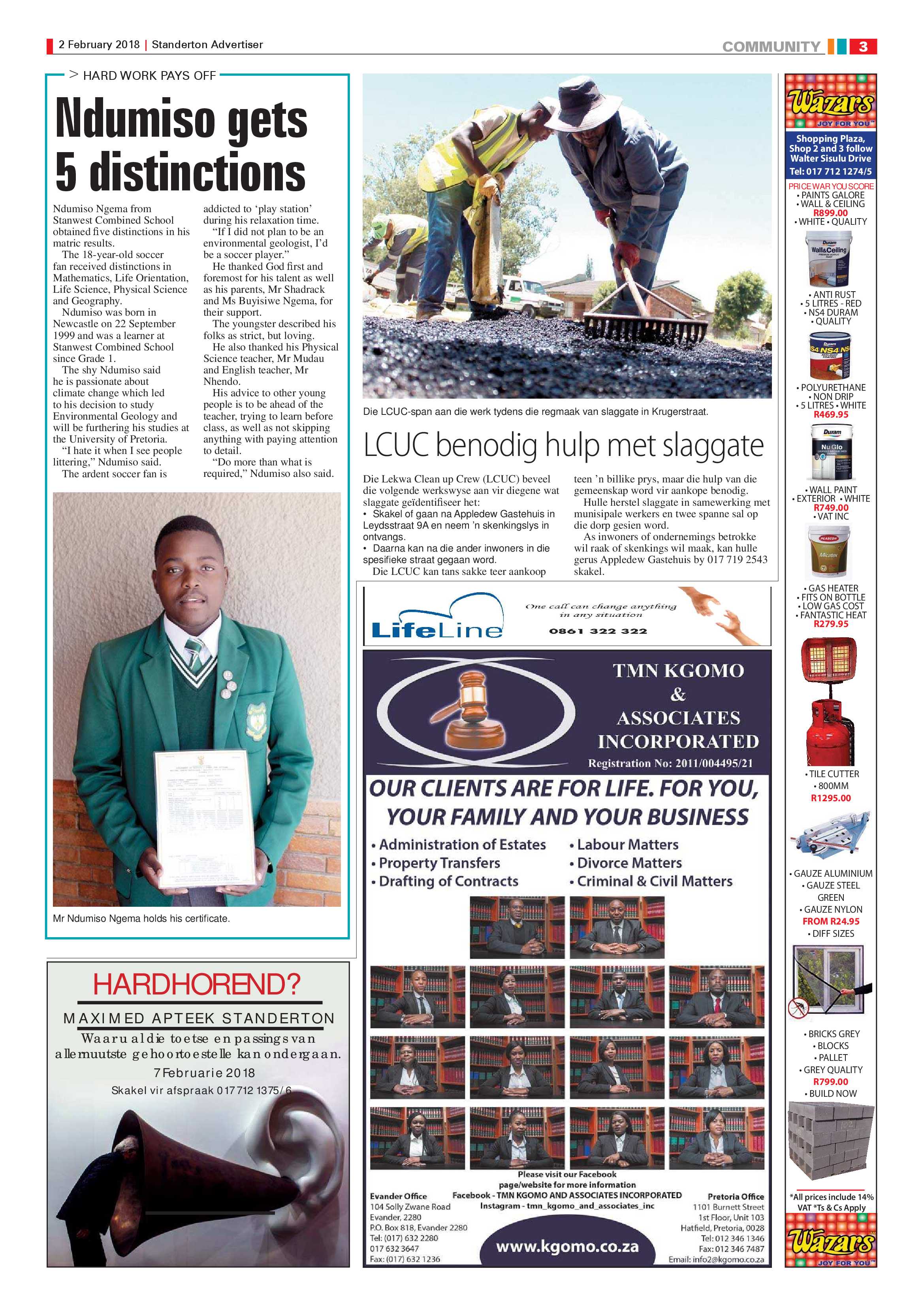 Standerton Advertiser 2 February 2018 page 3