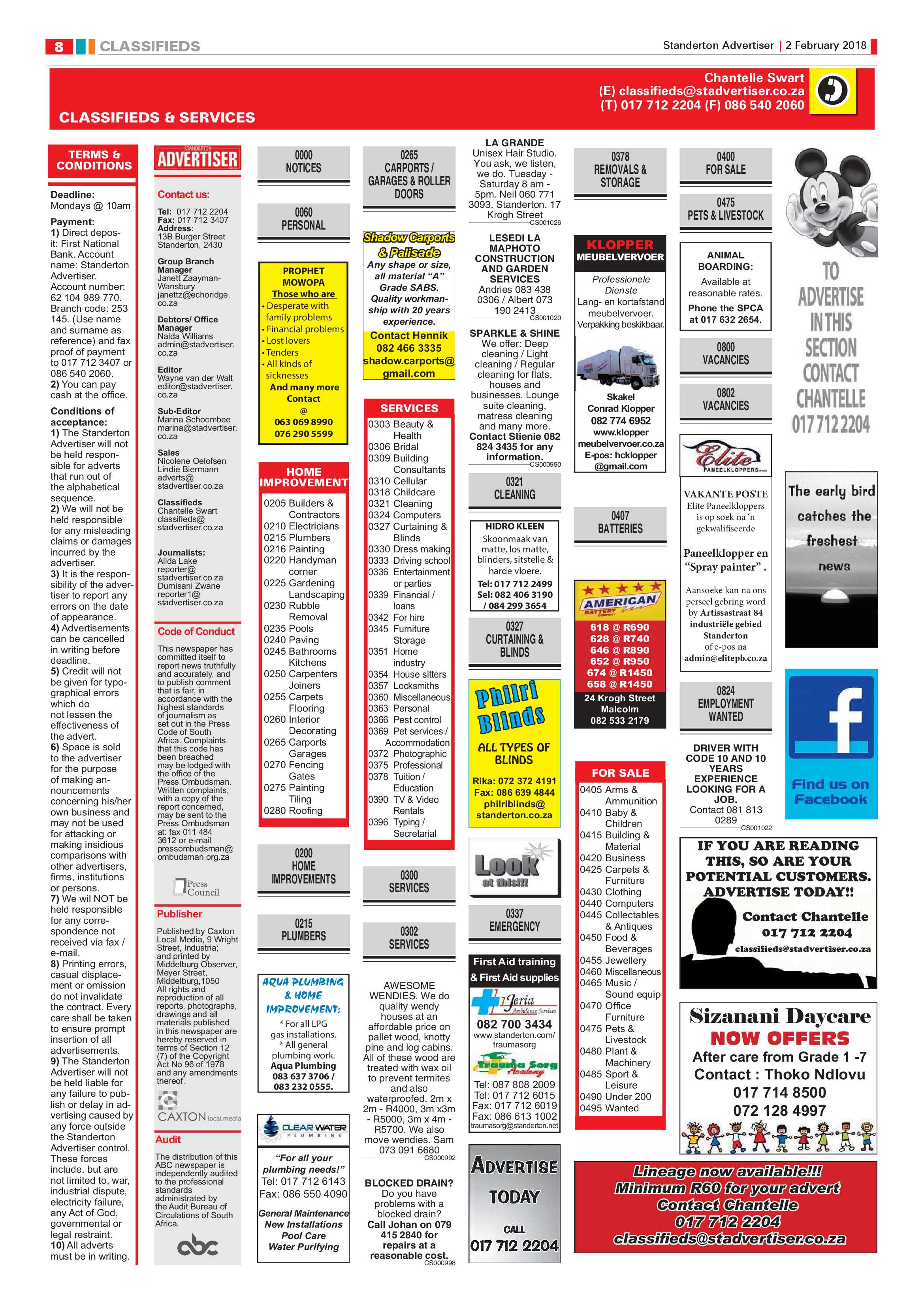Standerton Advertiser 2 February 2018 page 8