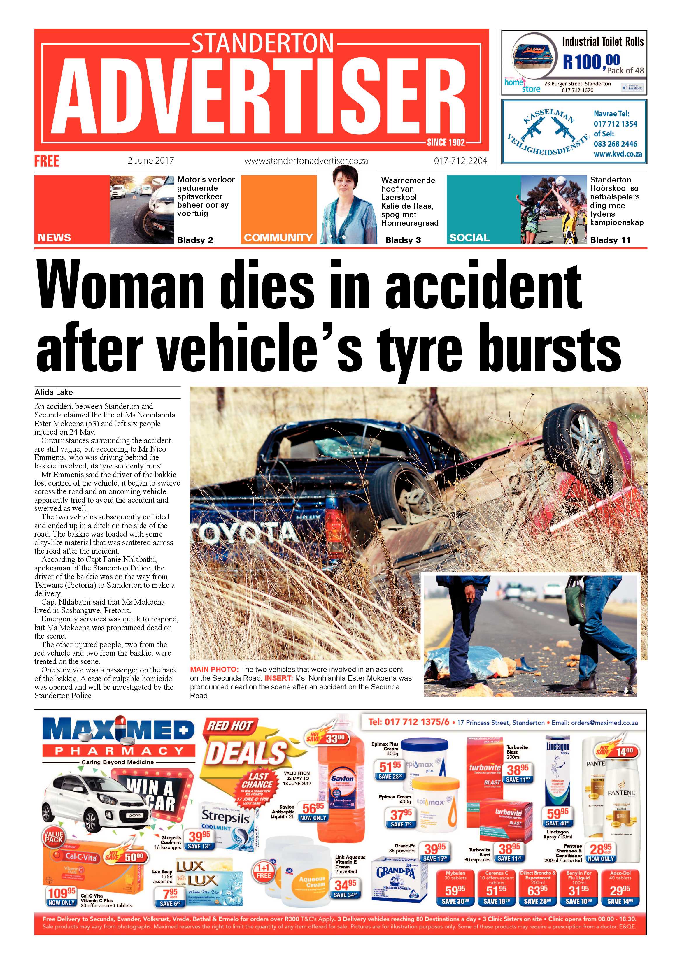 Standerton Advertiser 2 June 2017 page 1