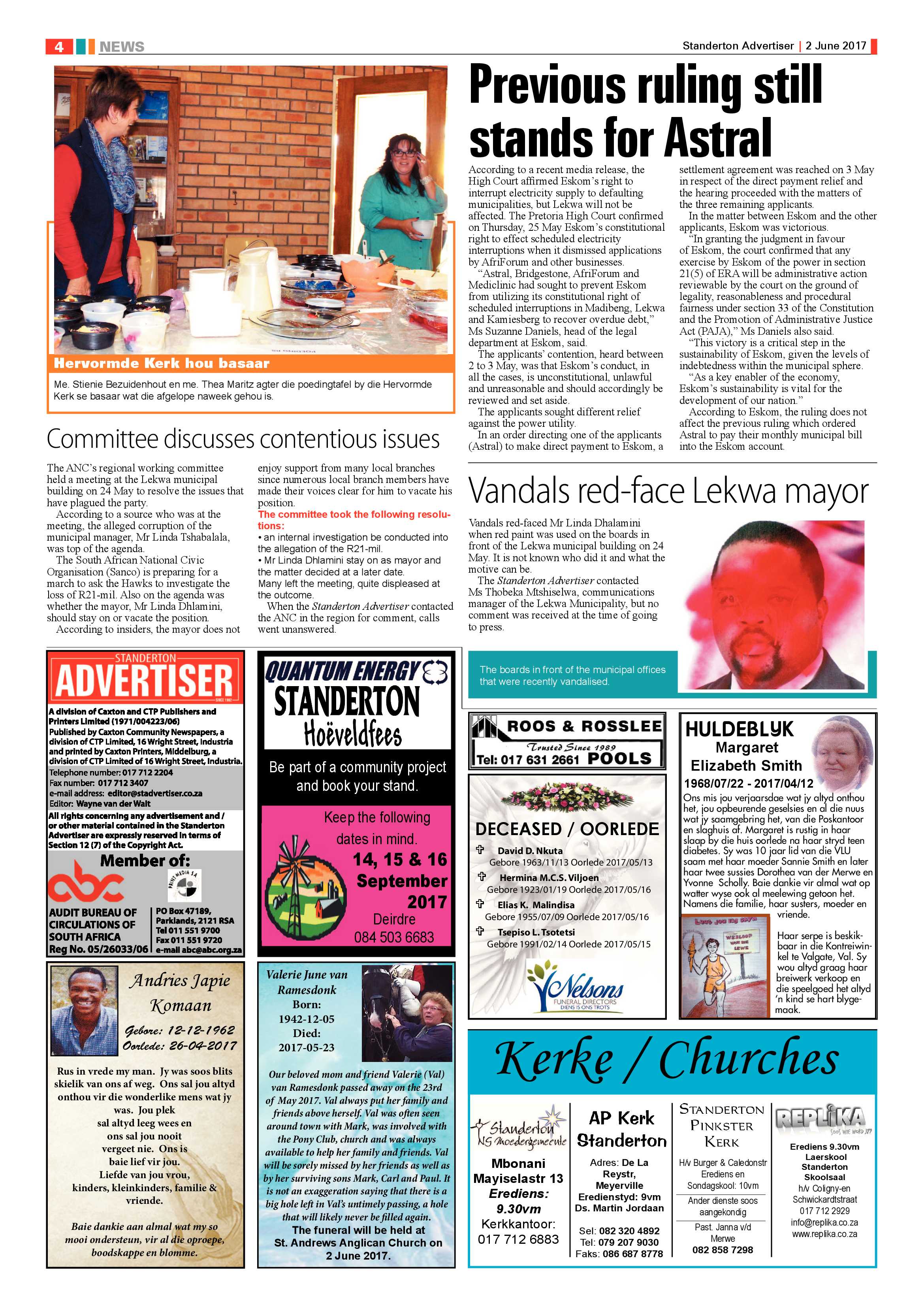 Standerton Advertiser 2 June 2017 page 4