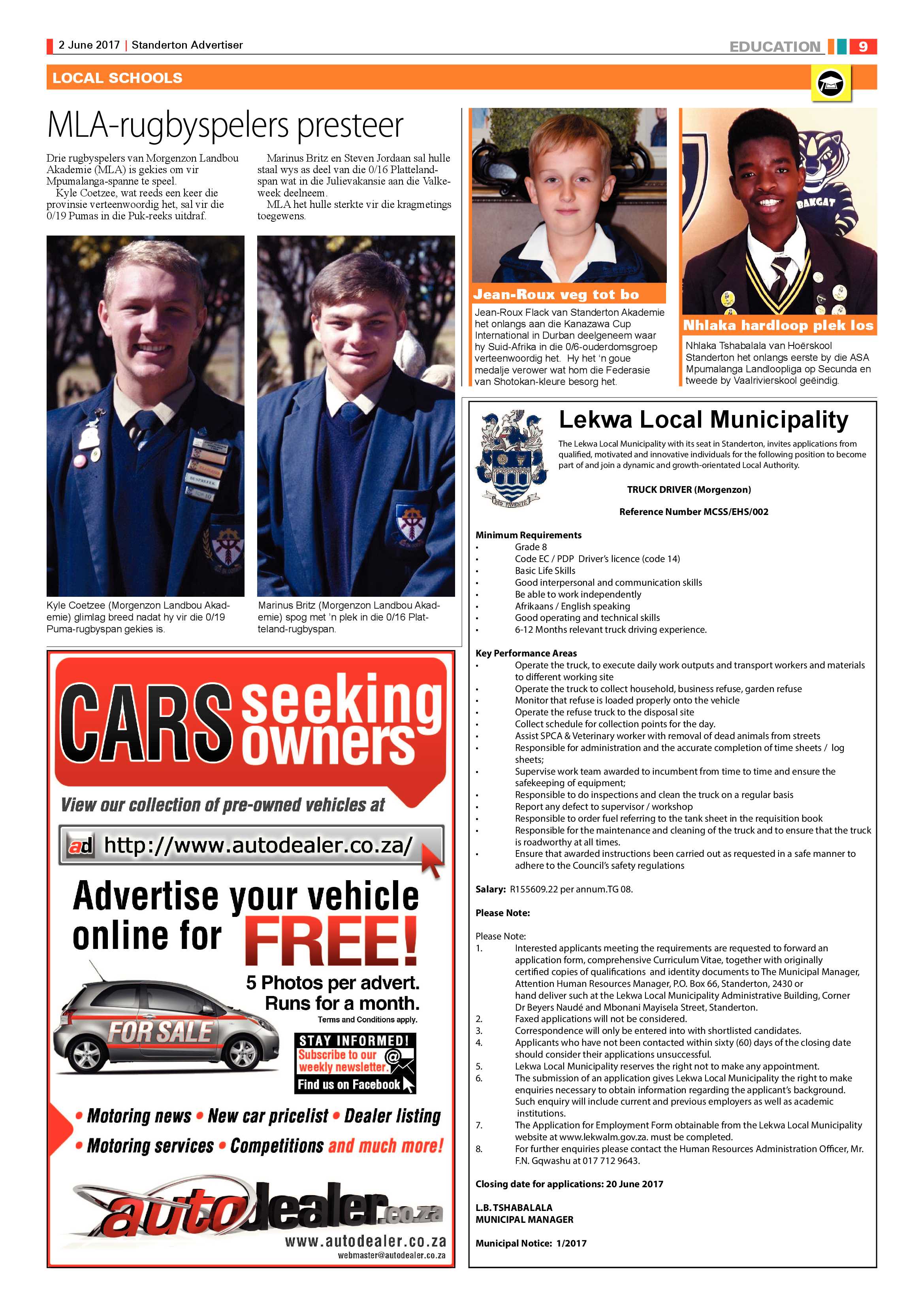 Standerton Advertiser 2 June 2017 page 9
