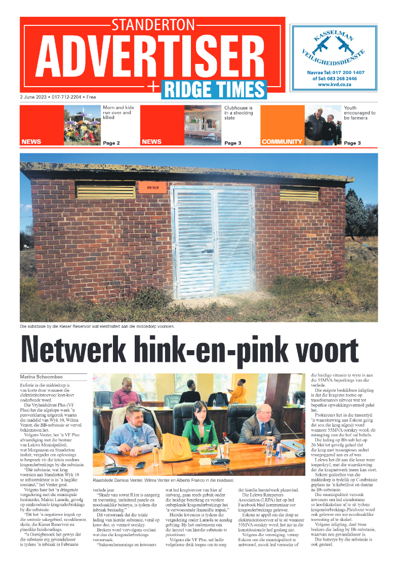 Standerton Advertiser 2 June 2023 page 1