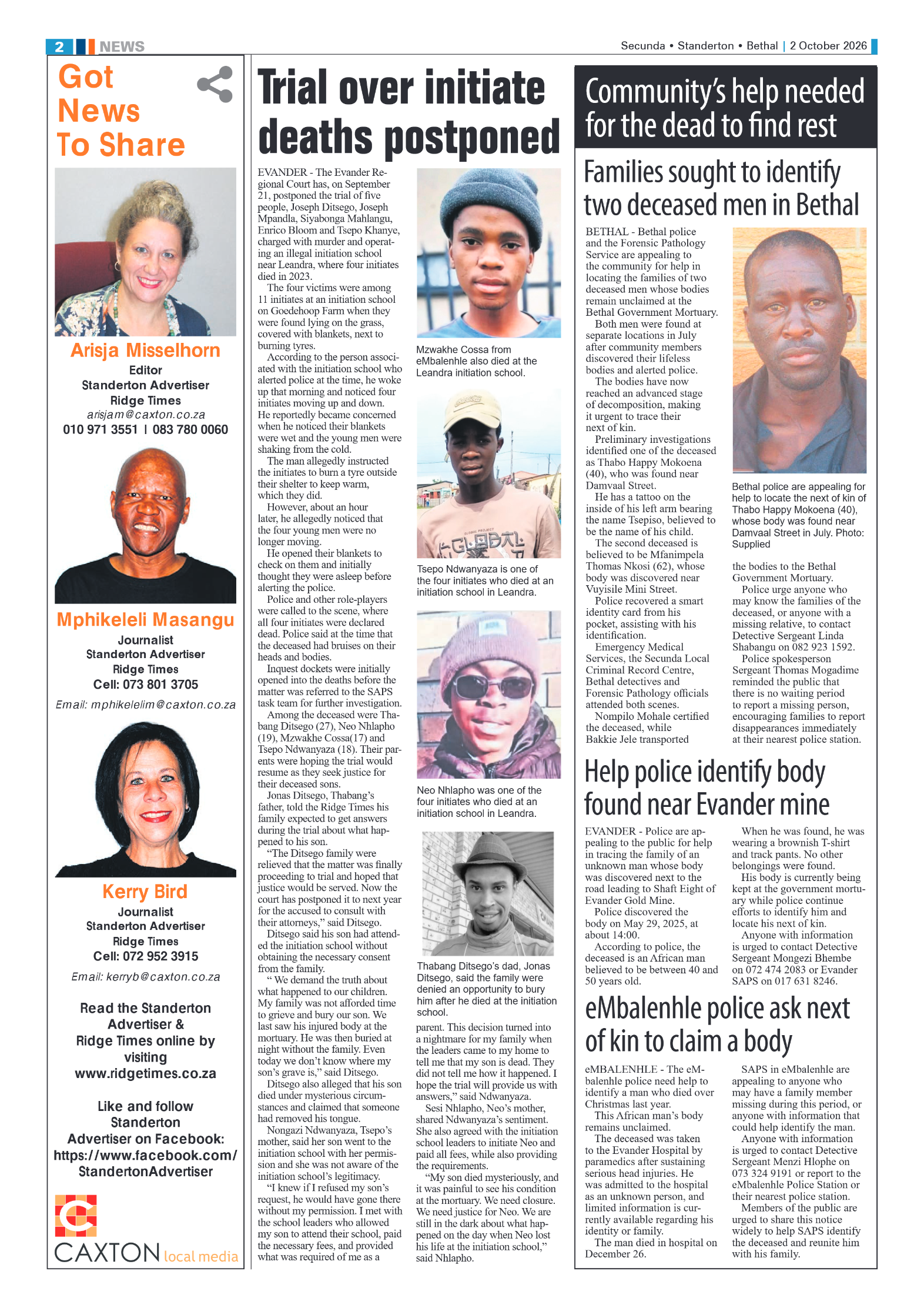 Standerton Advertiser 2 October 2026 page 2