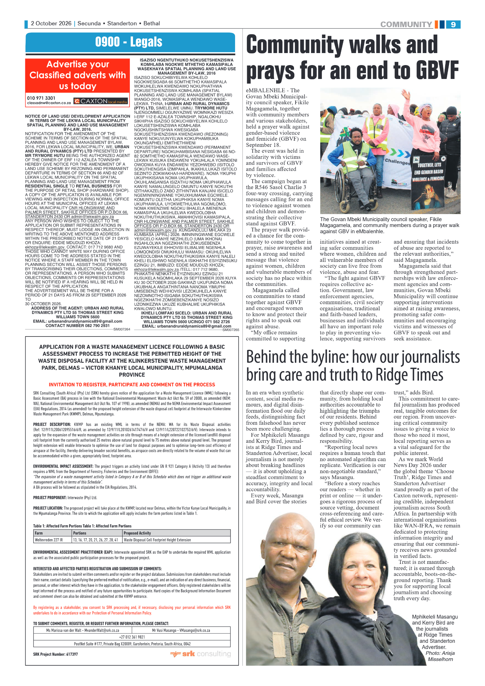 Standerton Advertiser 2 October 2026 page 9