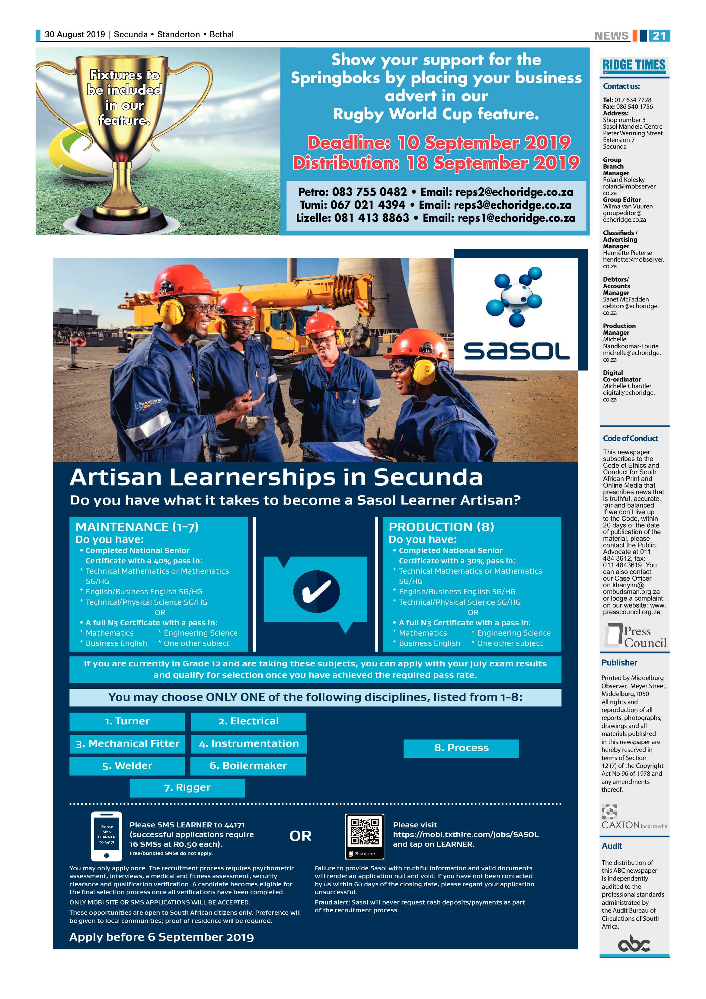 Standerton Advertiser 30 August 2019 page 25