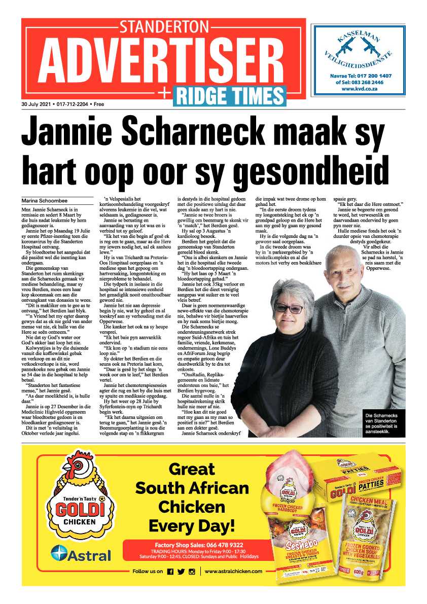 Standerton Advertiser 30 July 2021 page 1