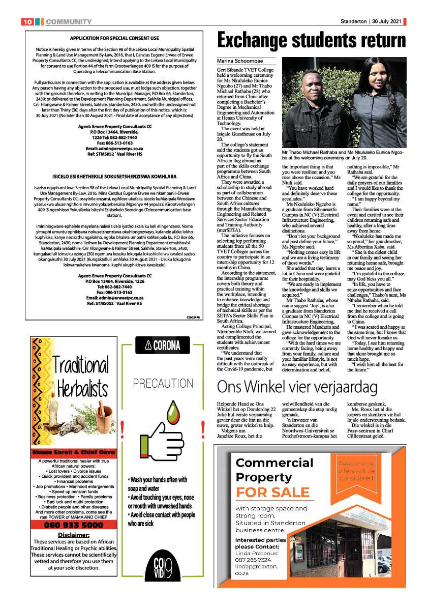 Standerton Advertiser 30 July 2021 page 10