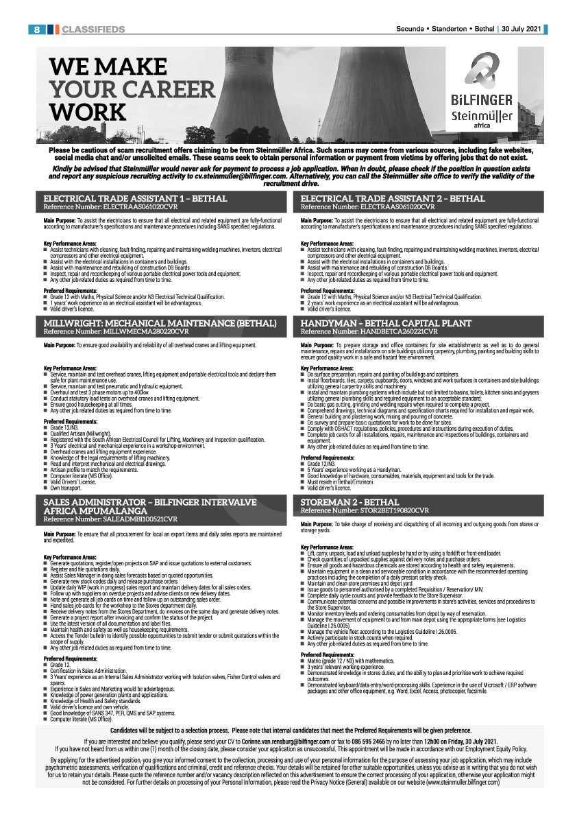 Standerton Advertiser 30 July 2021 page 8