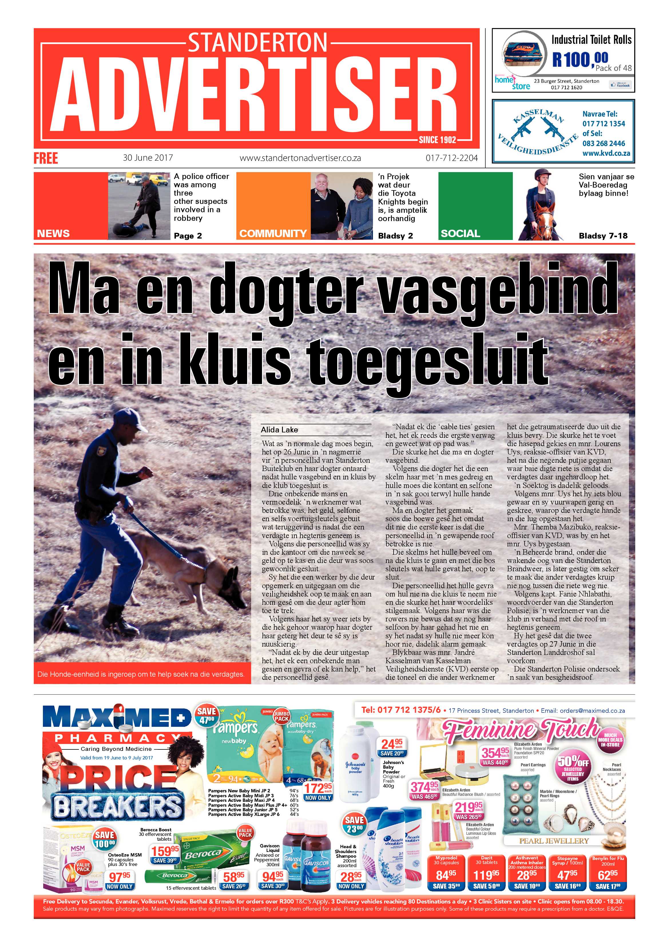 Standerton Advertiser 30 June 2017 page 1