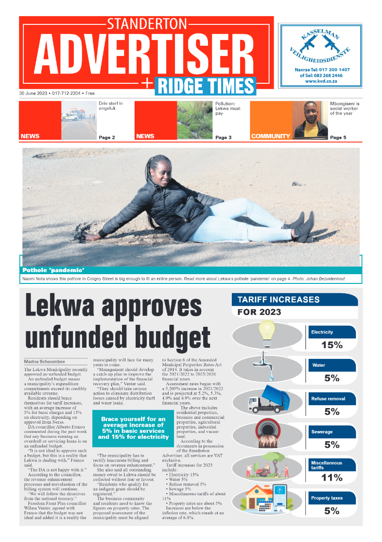 Standerton Advertiser 30 June 2023 page 1