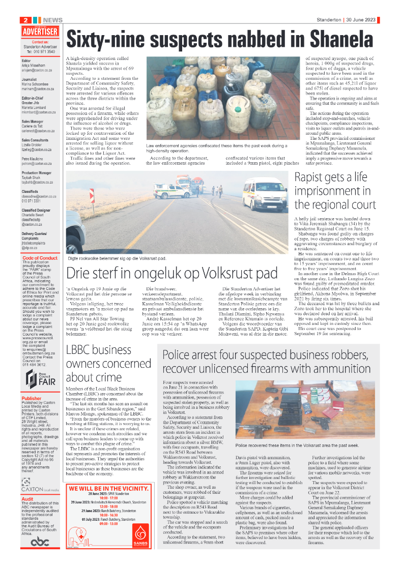 Standerton Advertiser 30 June 2023 page 2