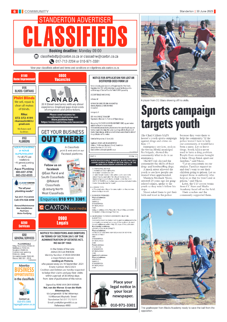 Standerton Advertiser 30 June 2023 page 6