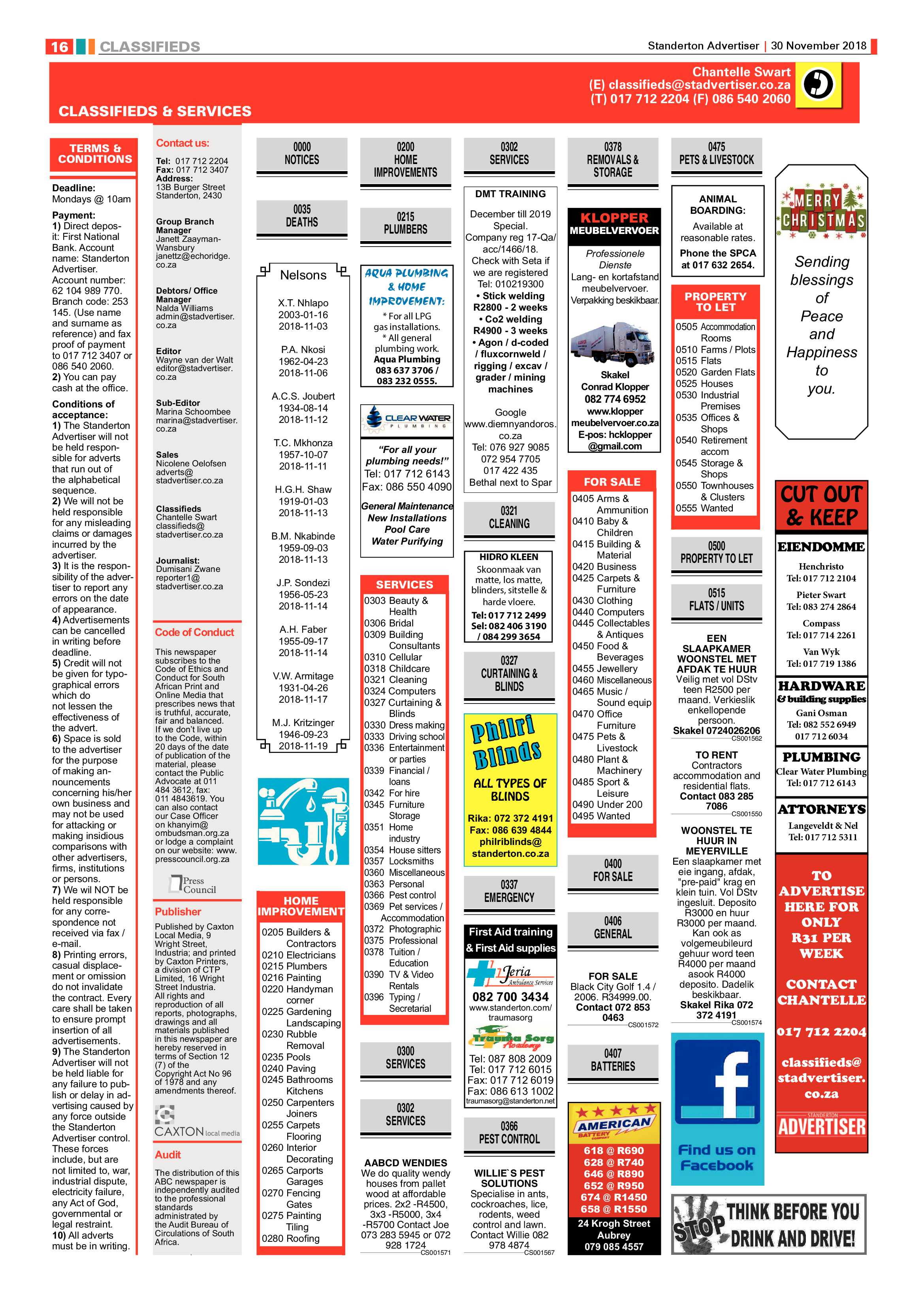 Standerton Advertiser 30 November 2018 page 15