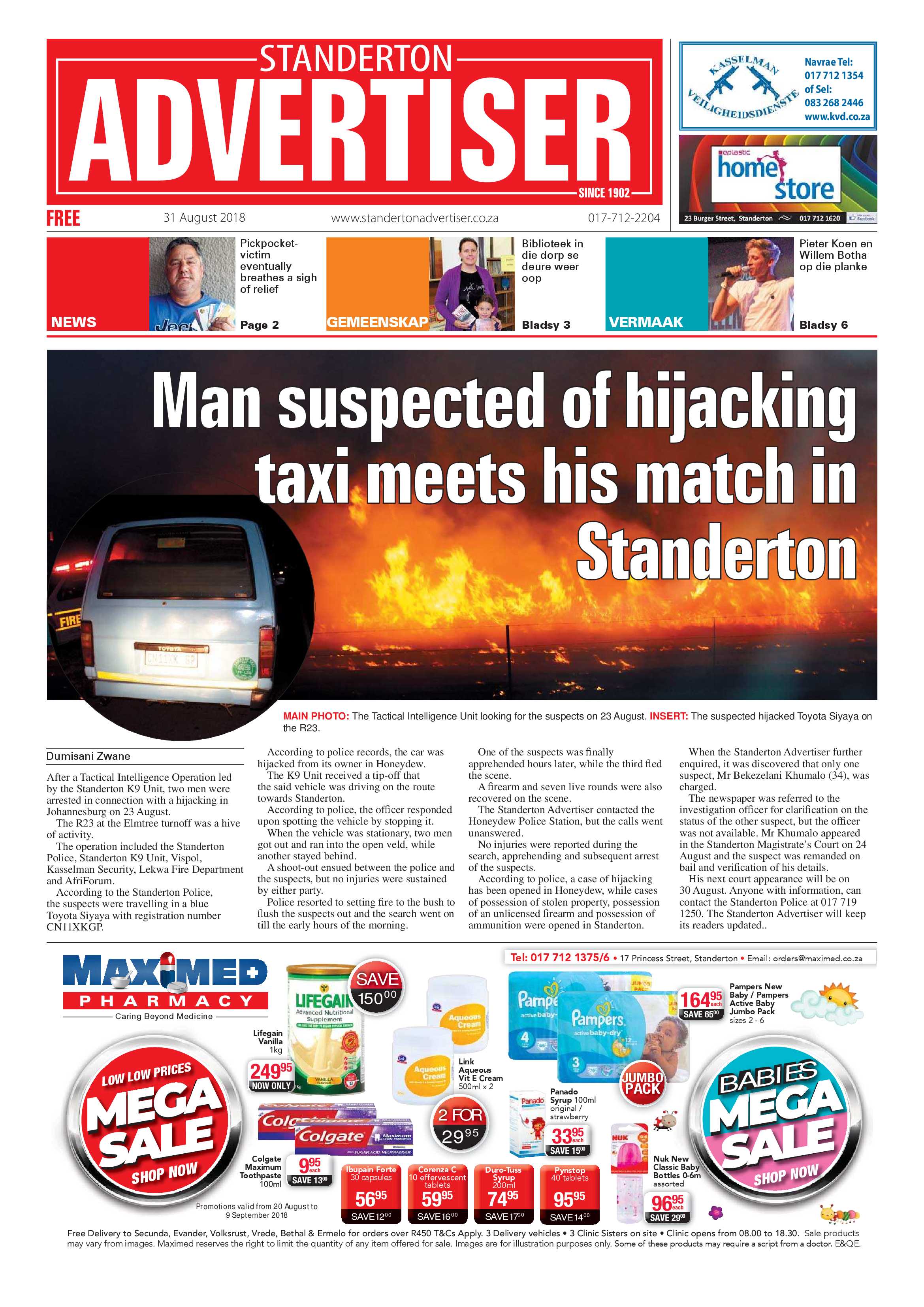 Standerton Advertiser 31 August 2018 page 1