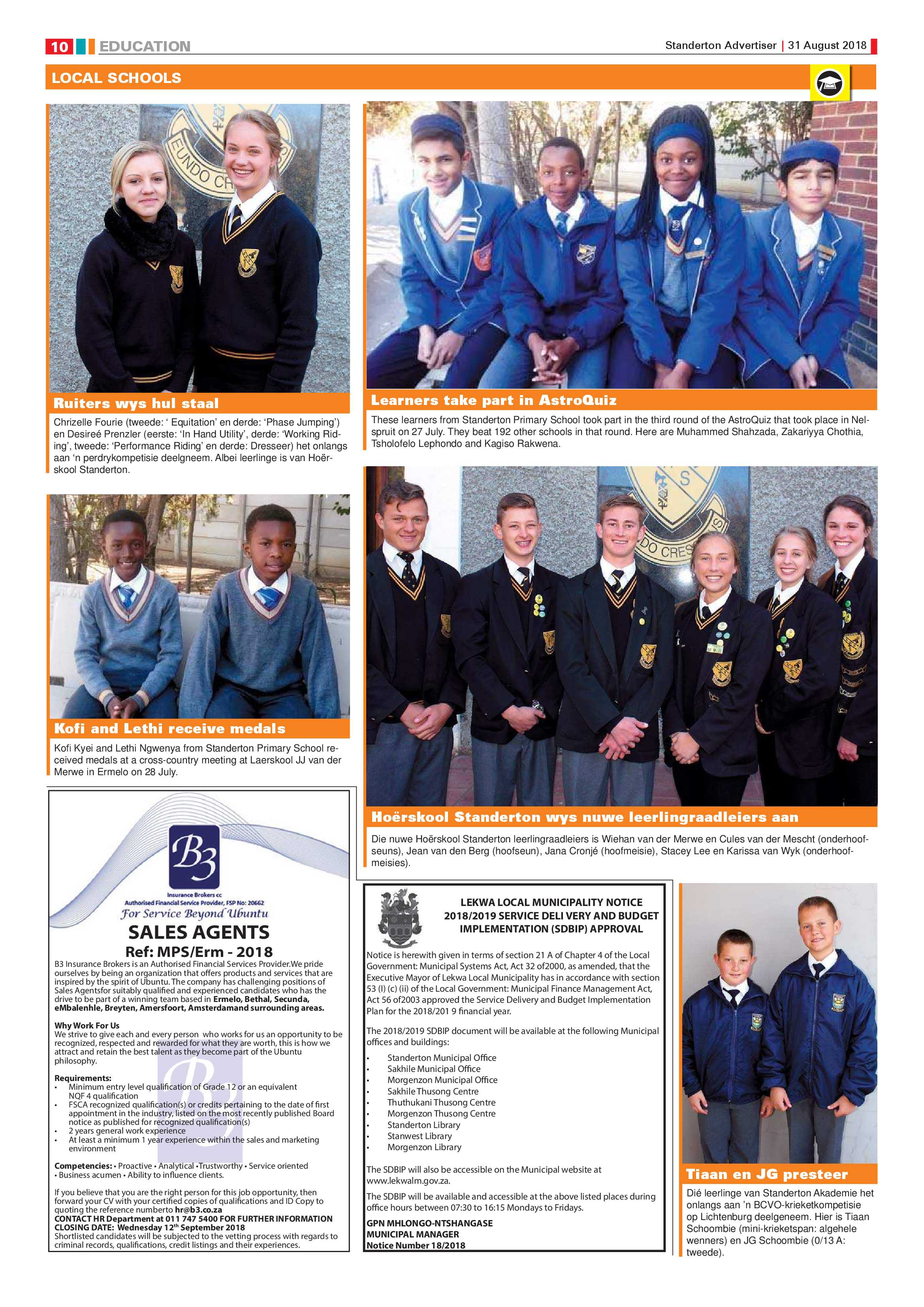 Standerton Advertiser 31 August 2018 page 10
