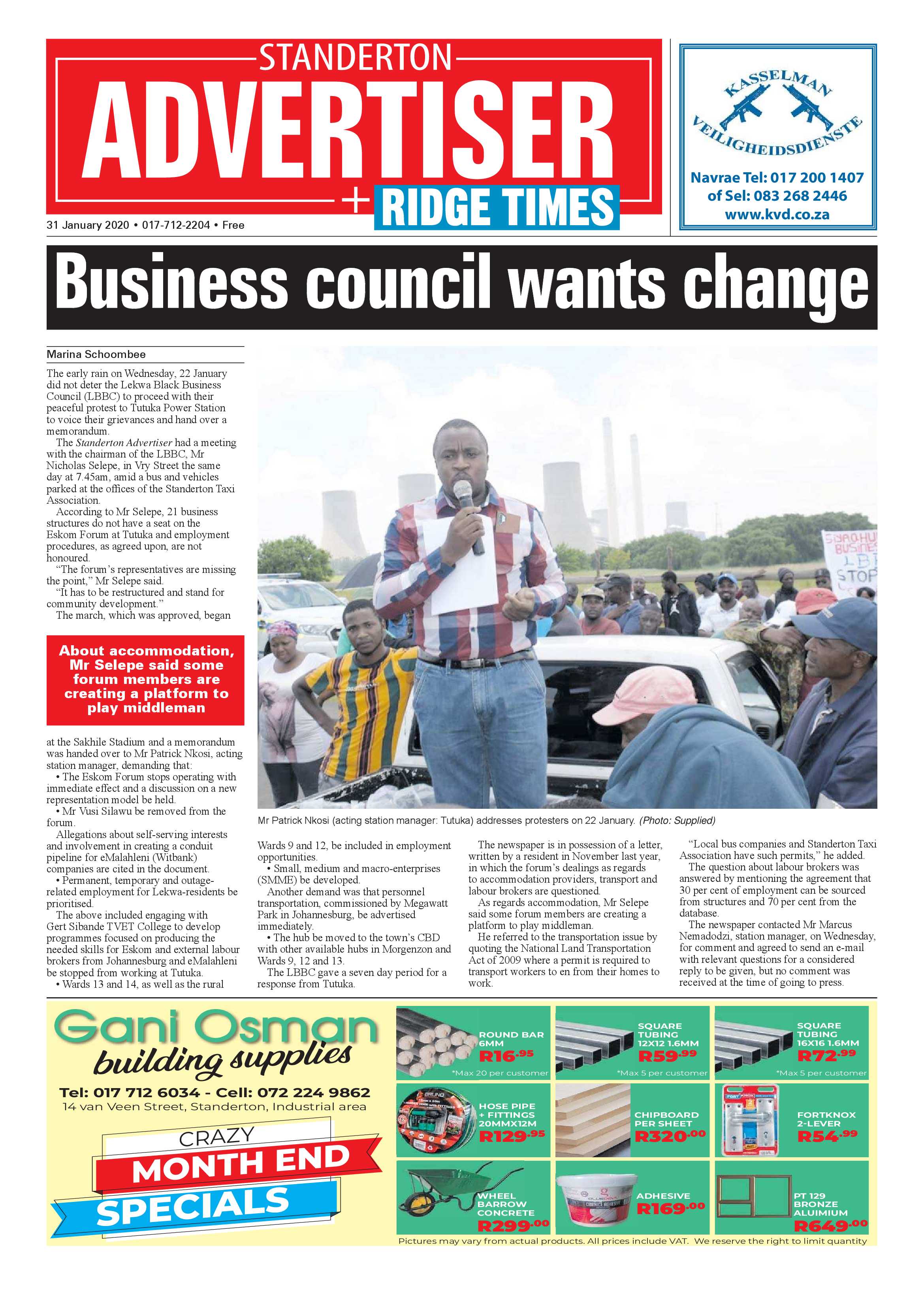 Standerton Advertiser 31 January 2020 page 1