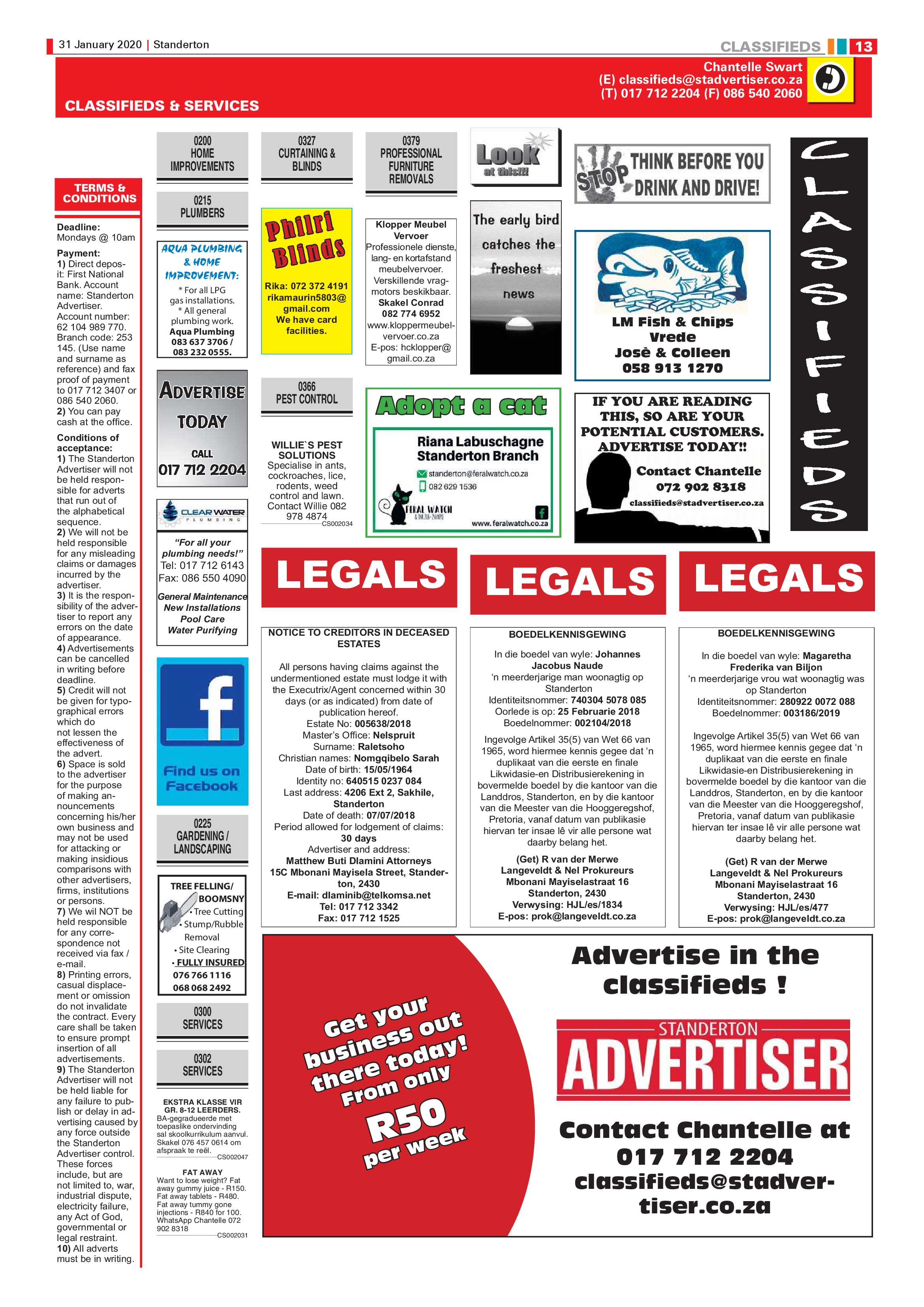 Standerton Advertiser 31 January 2020 page 13