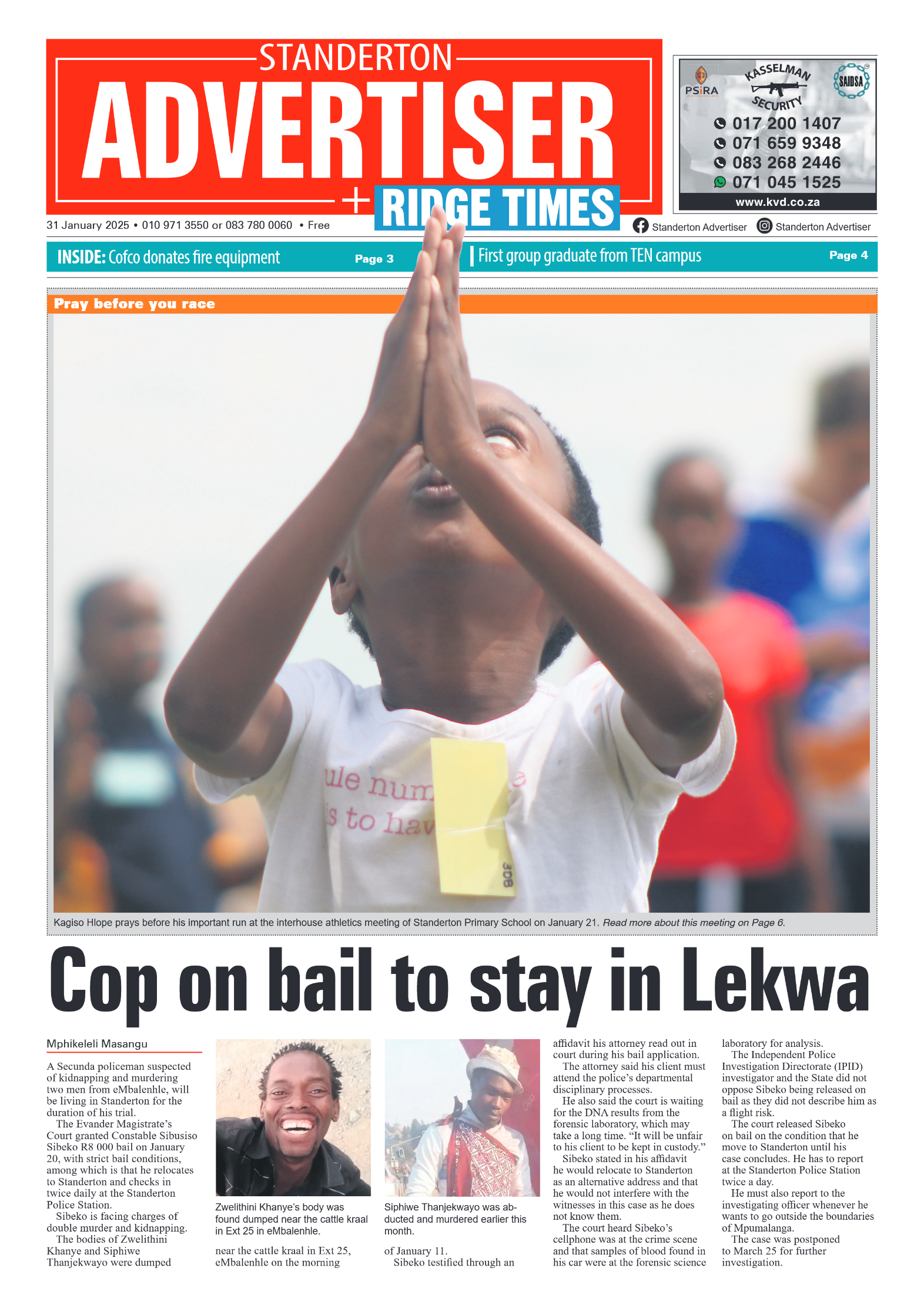 Standerton Advertiser 31 January 2025 page 1