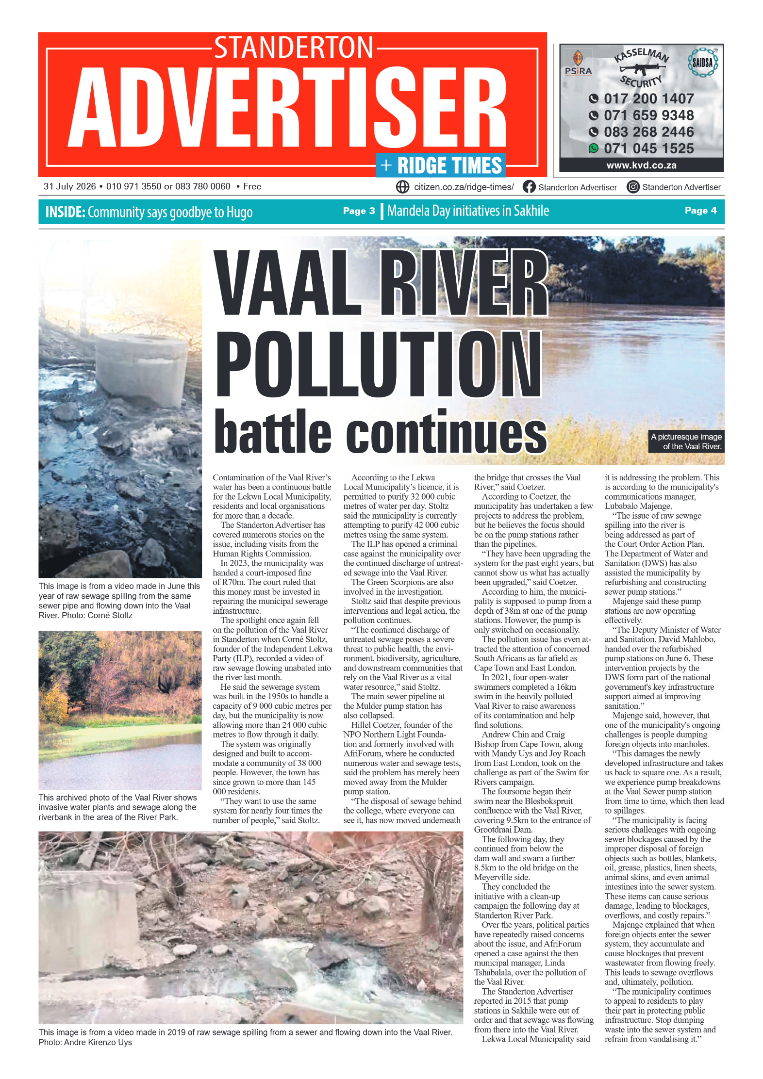 Standerton Advertiser 31 July 2026 page 1