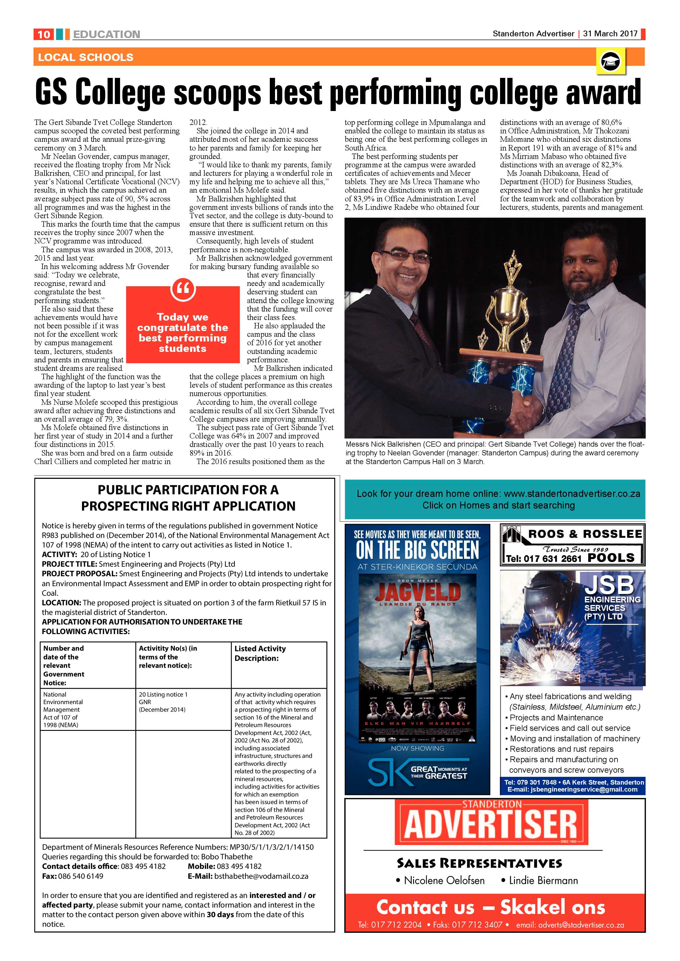 Standerton Advertiser 31 March 2017 page 10