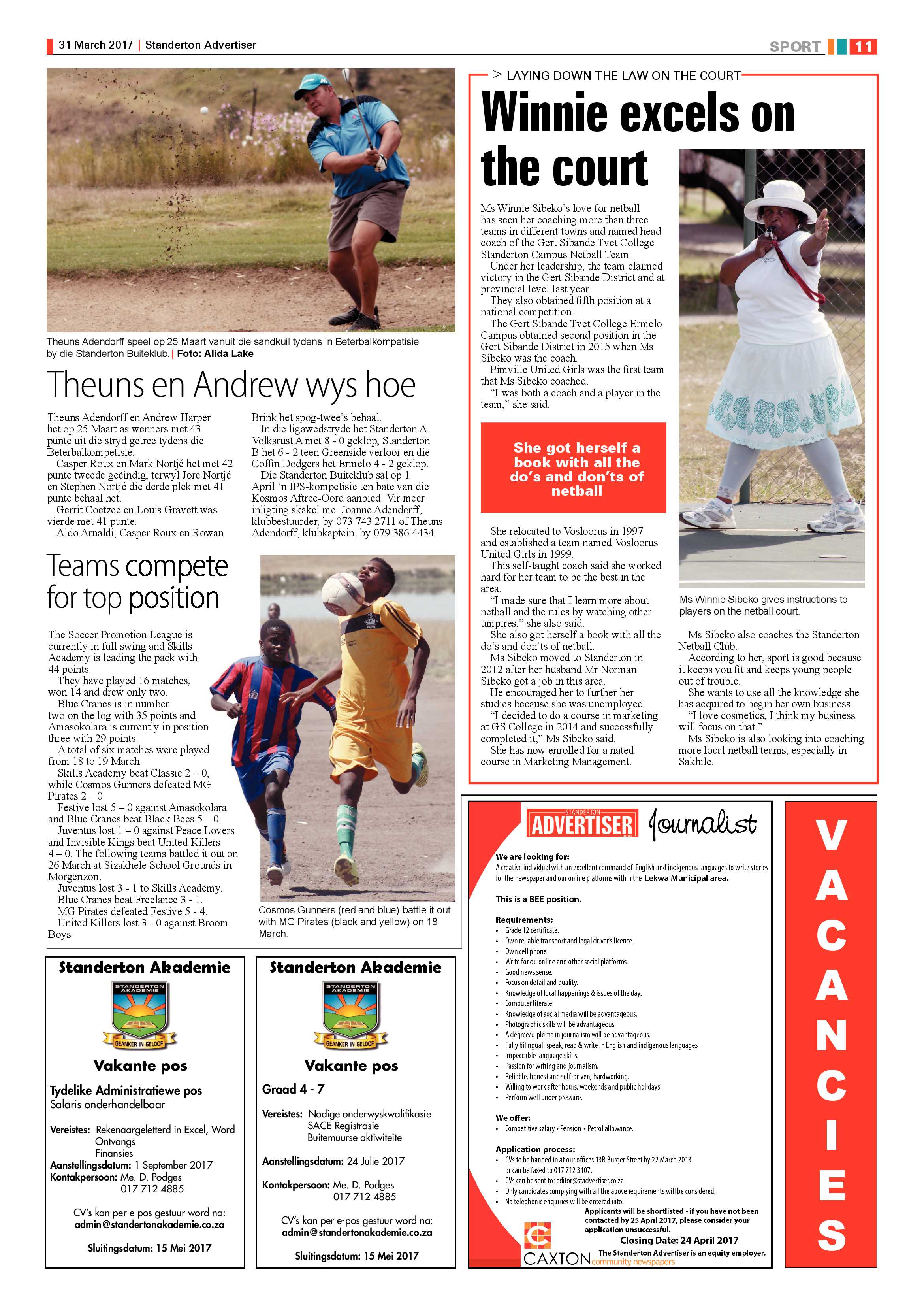 Standerton Advertiser 31 March 2017 page 11