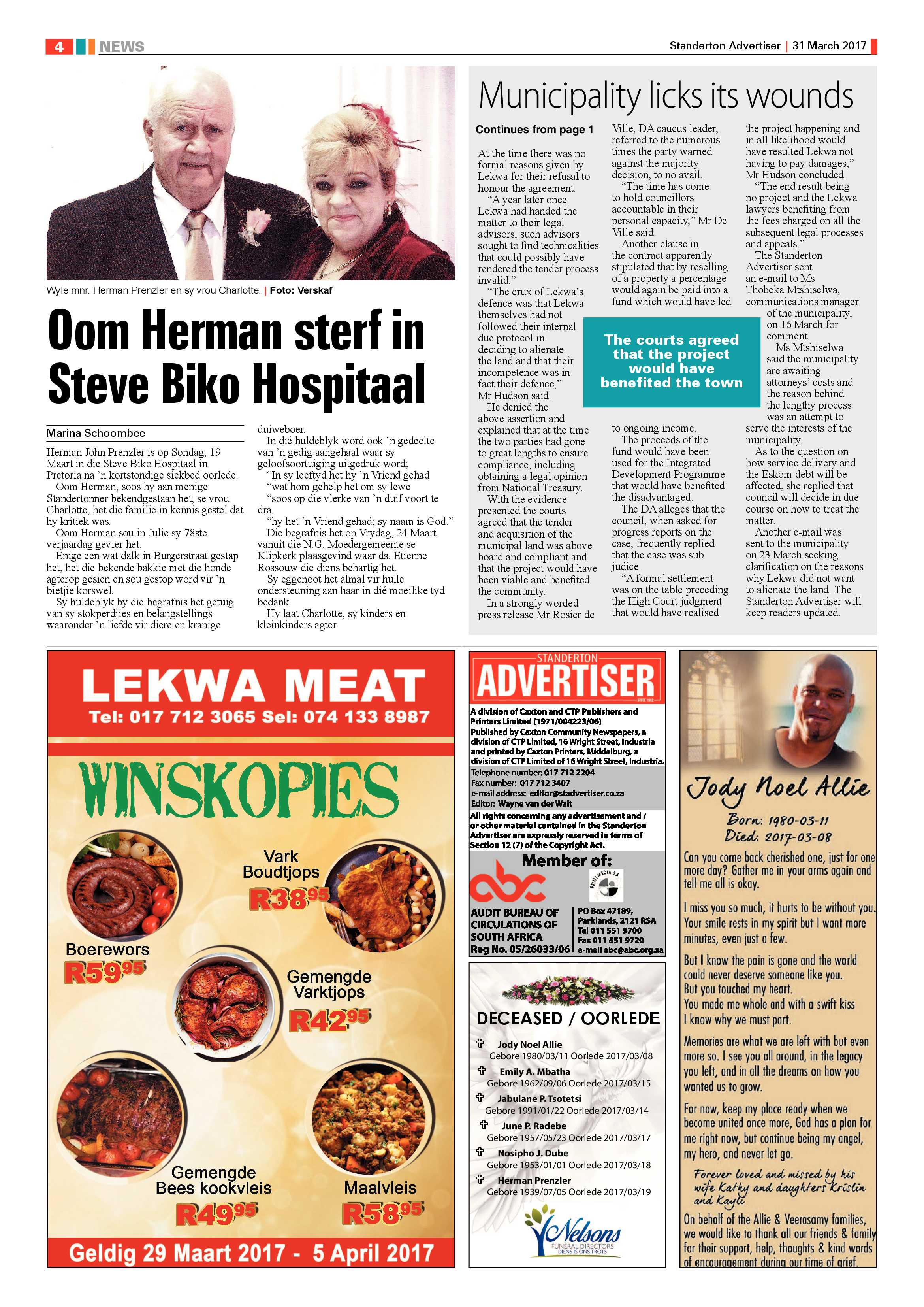 Standerton Advertiser 31 March 2017 page 4