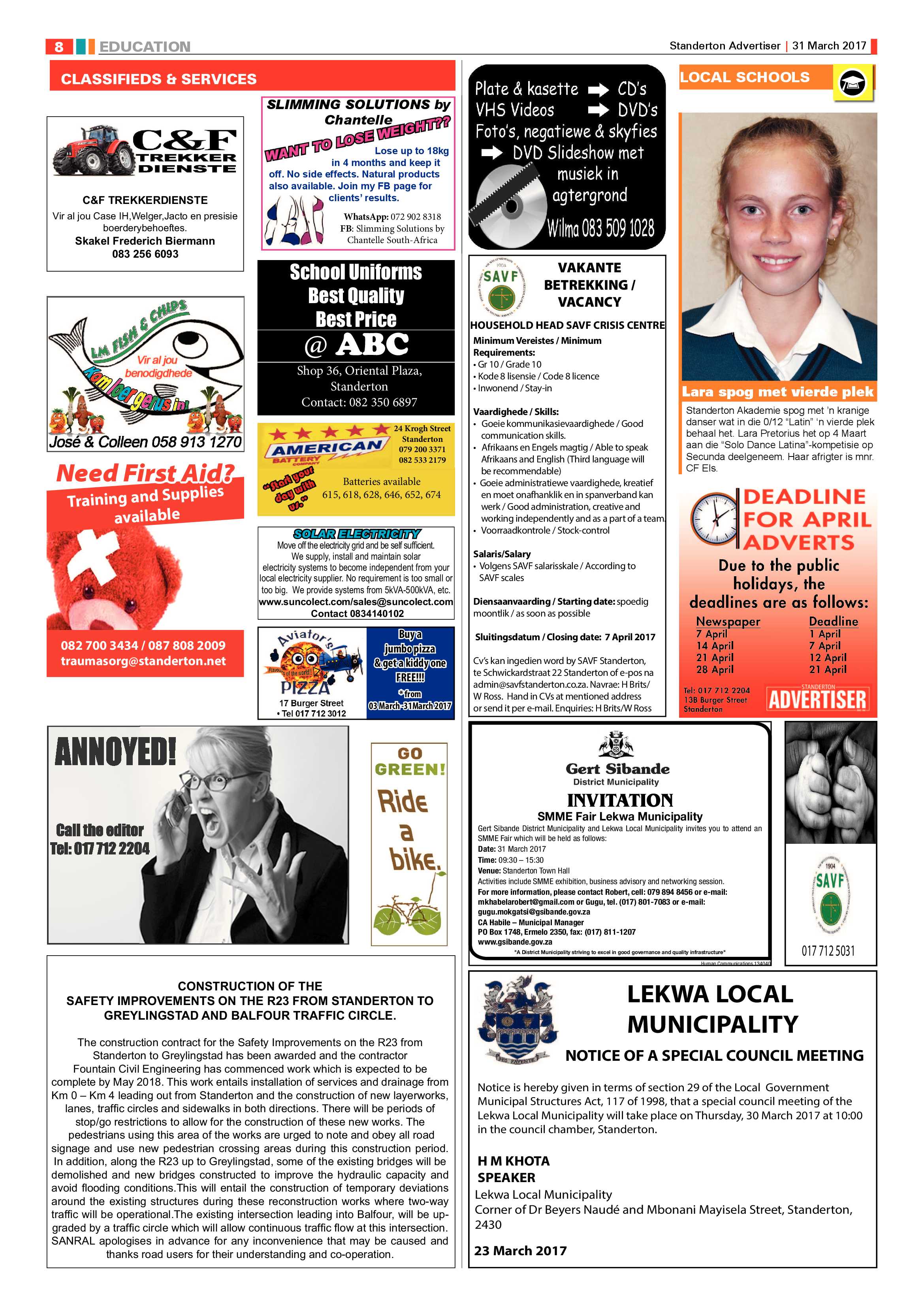 Standerton Advertiser 31 March 2017 page 8