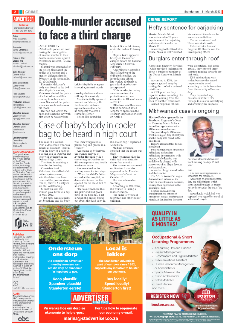 Standerton Advertiser 31 March 2023 page 2
