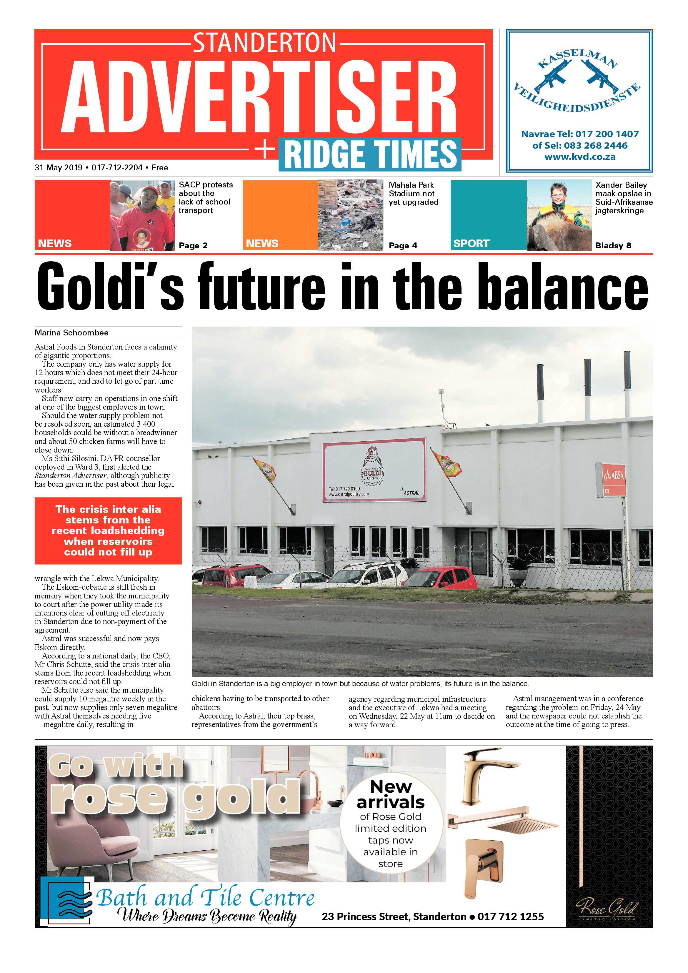 Standerton Advertiser 31 May 2019 page 1