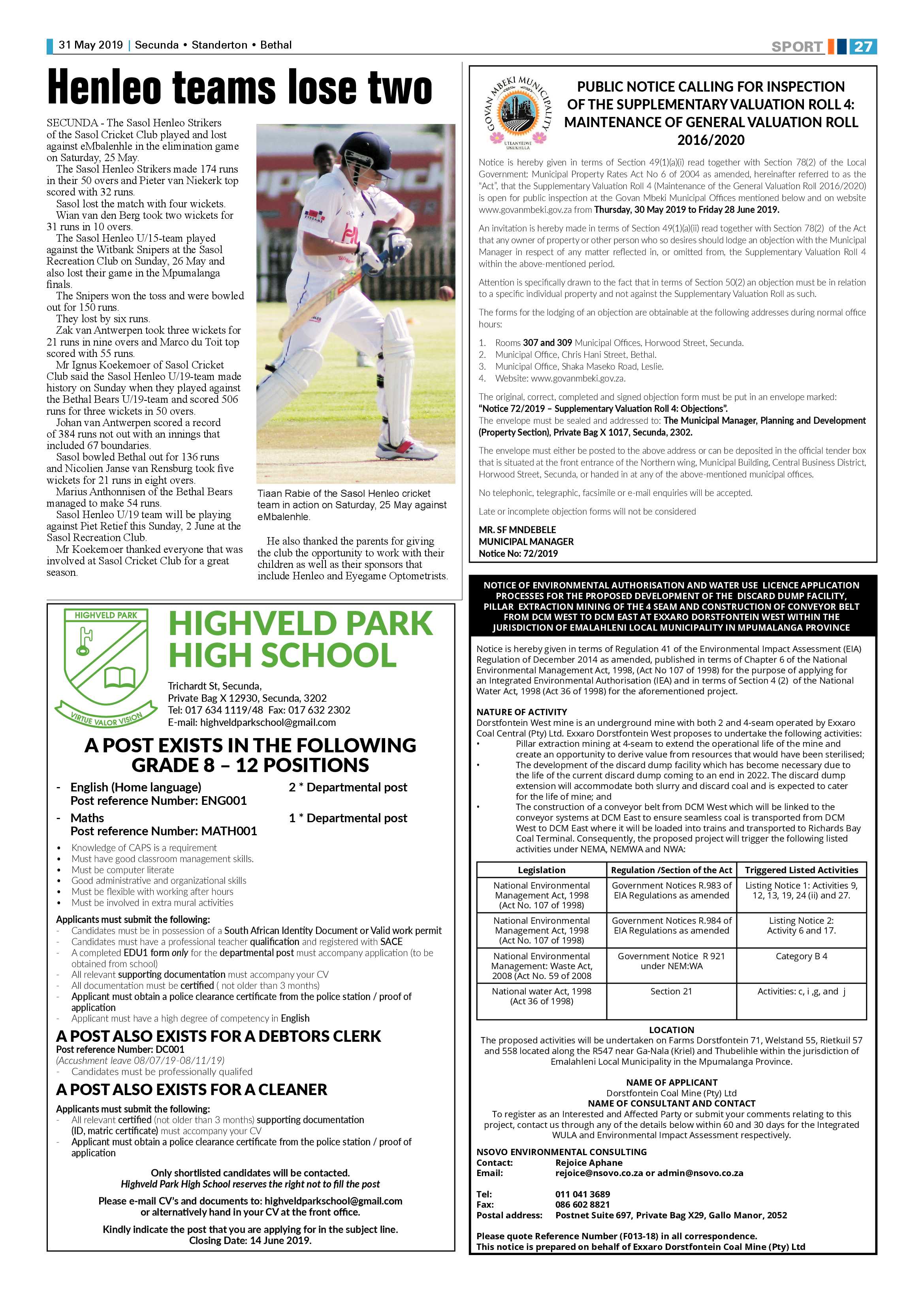 Standerton Advertiser 31 May 2019 page 33