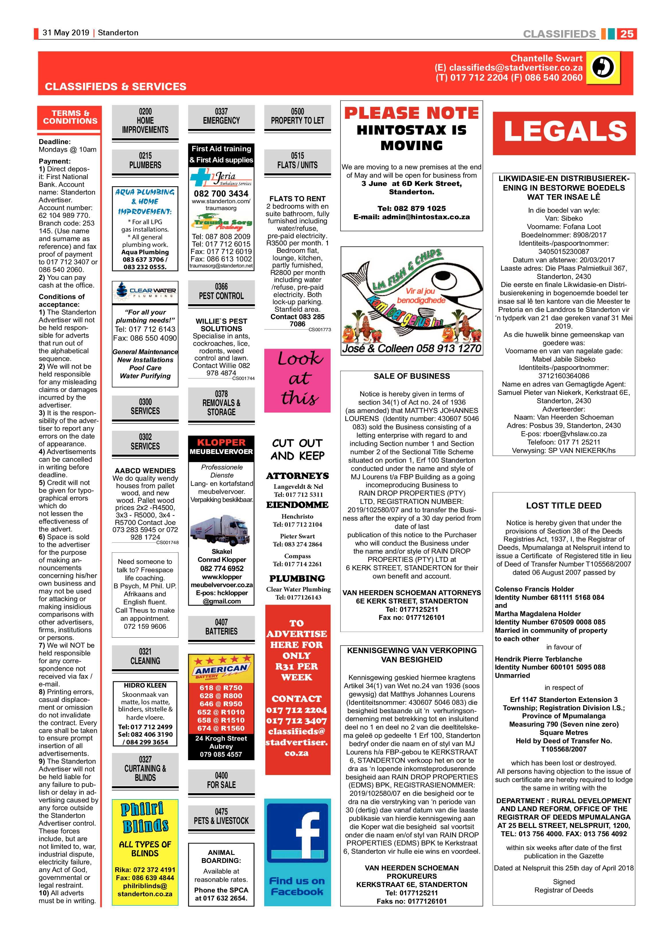 Standerton Advertiser 31 May 2019 page 37