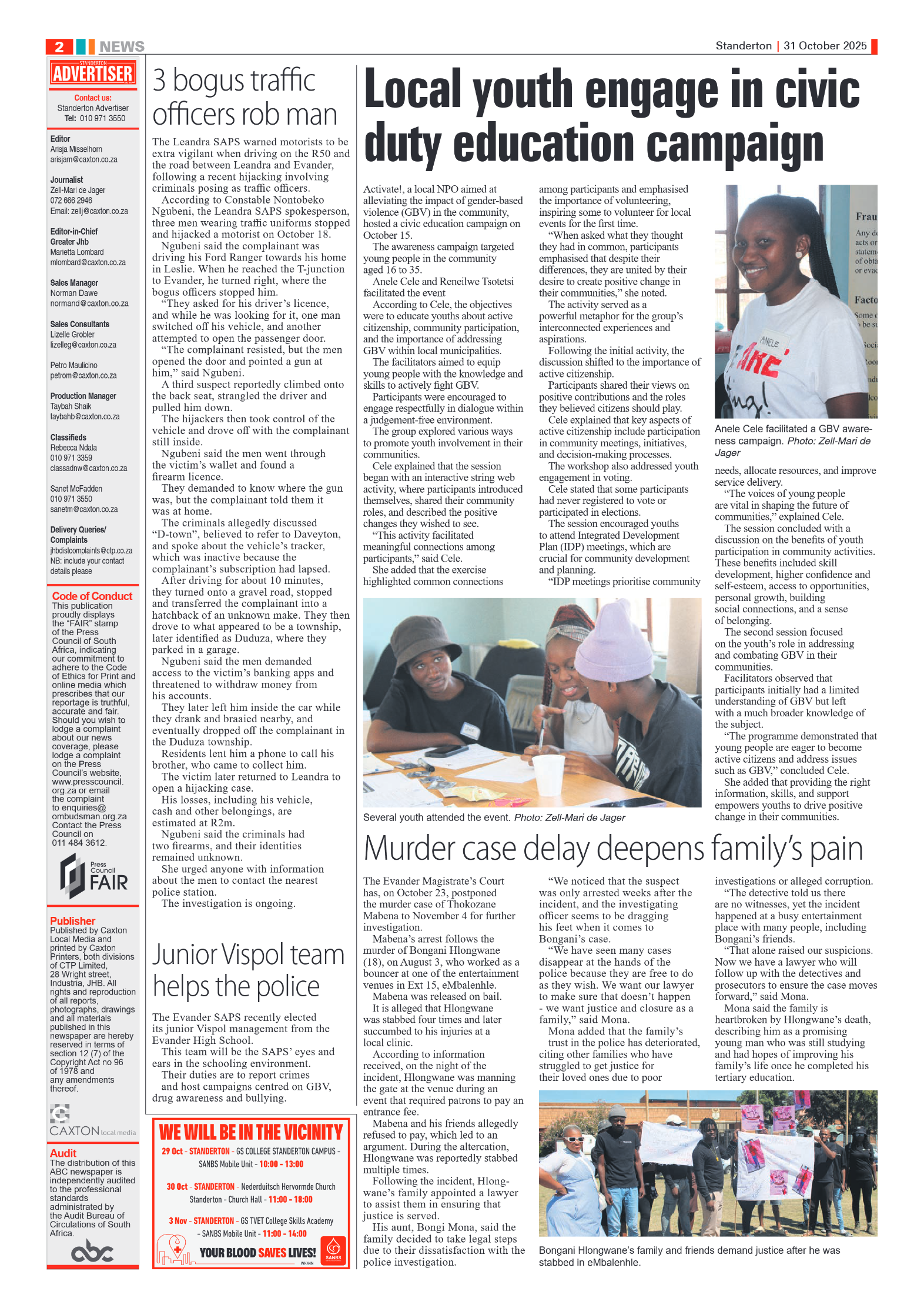Standerton Advertiser 31 October 2025 page 2