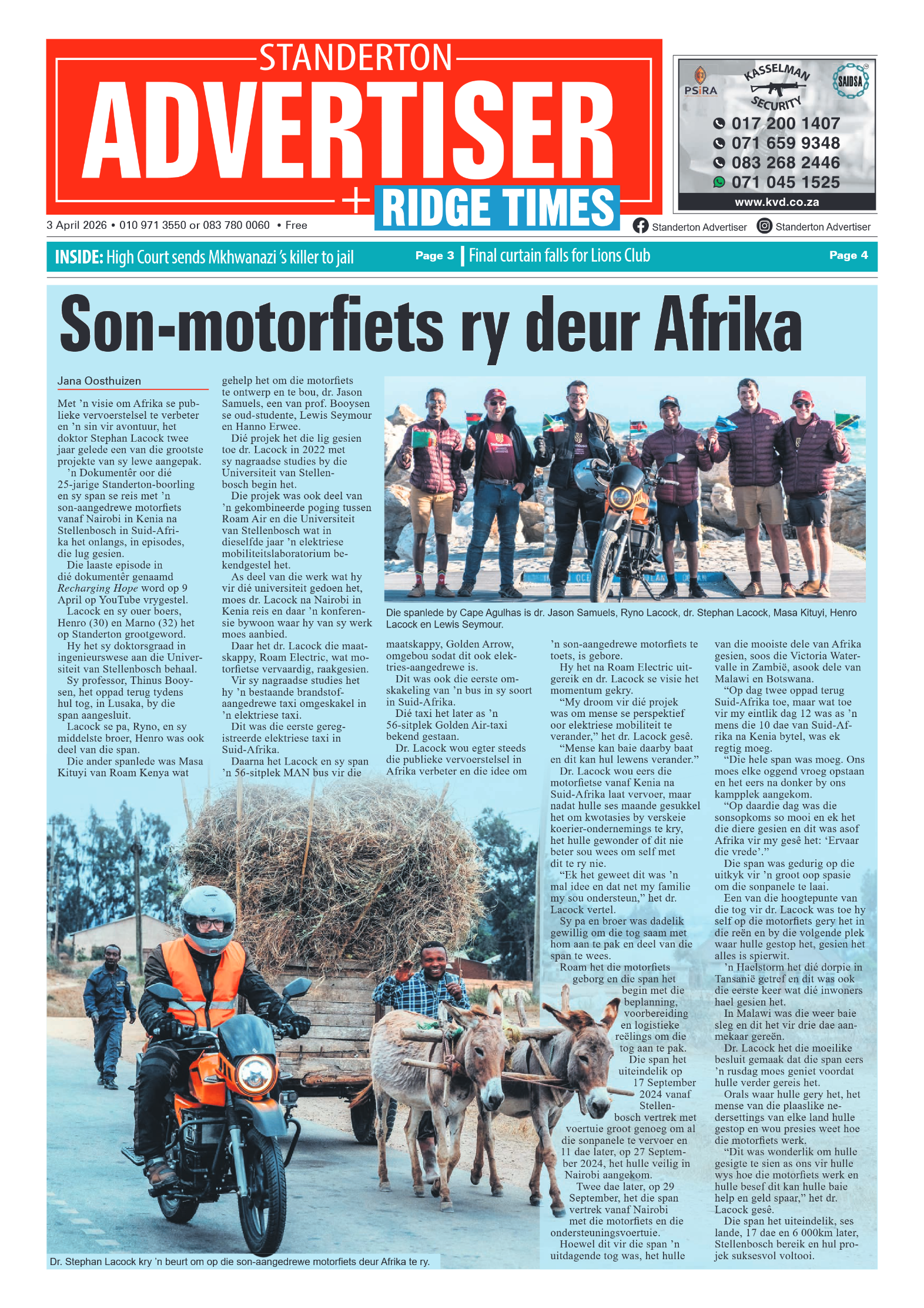 Standerton Advertiser 3 April 2026 page 1