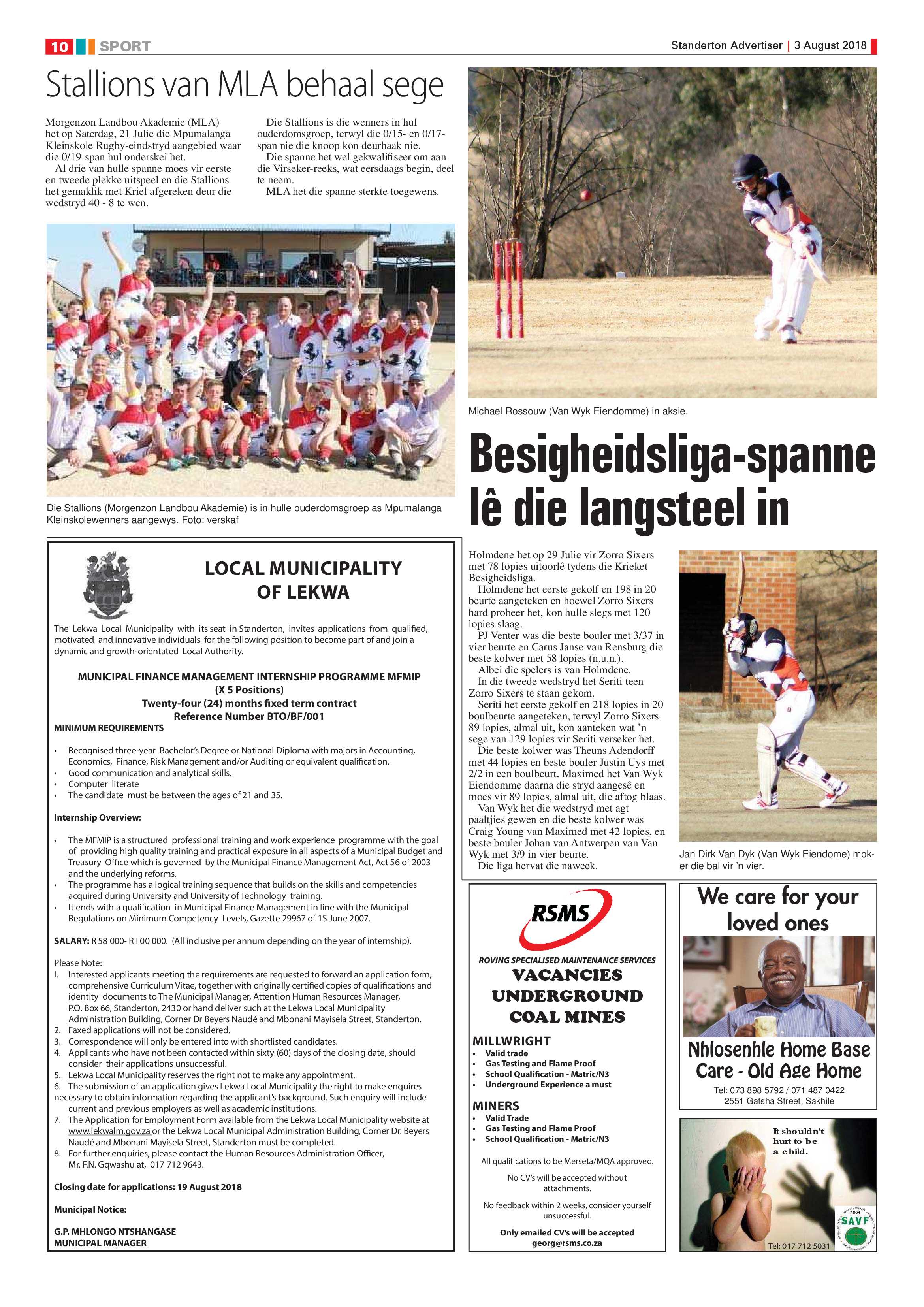 Standerton Advertiser 3 August 2018 page 10