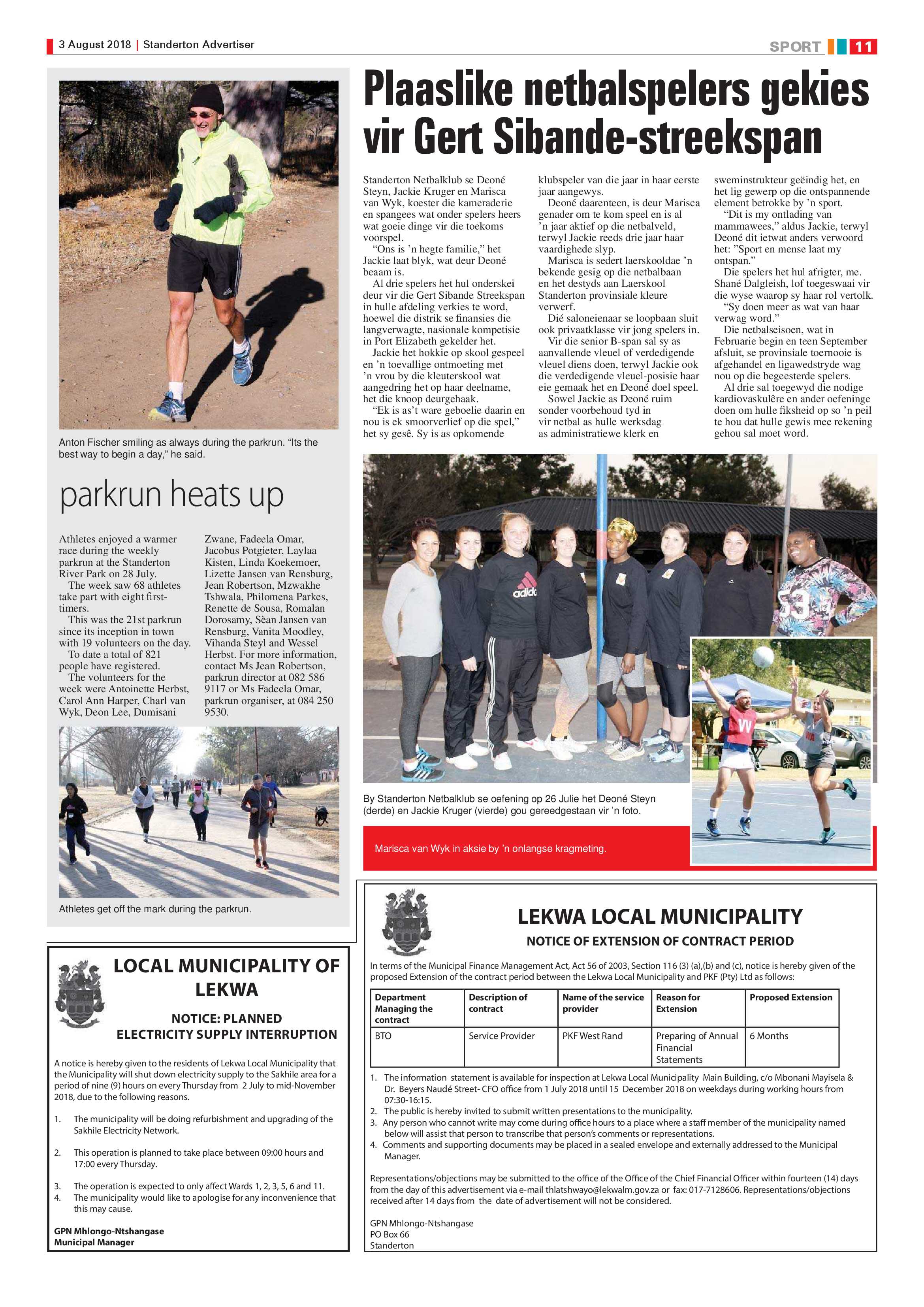 Standerton Advertiser 3 August 2018 page 11