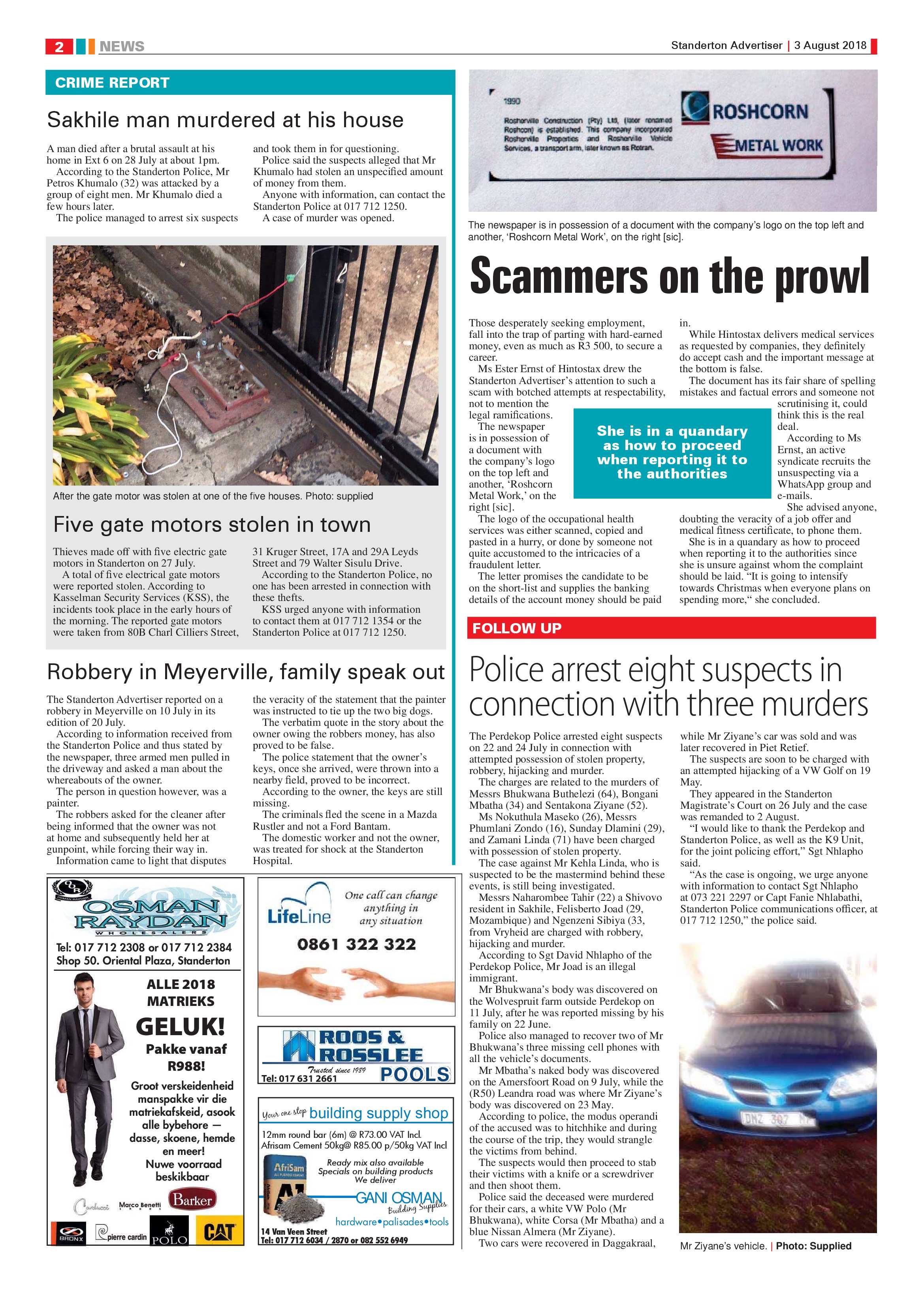 Standerton Advertiser 3 August 2018 page 2