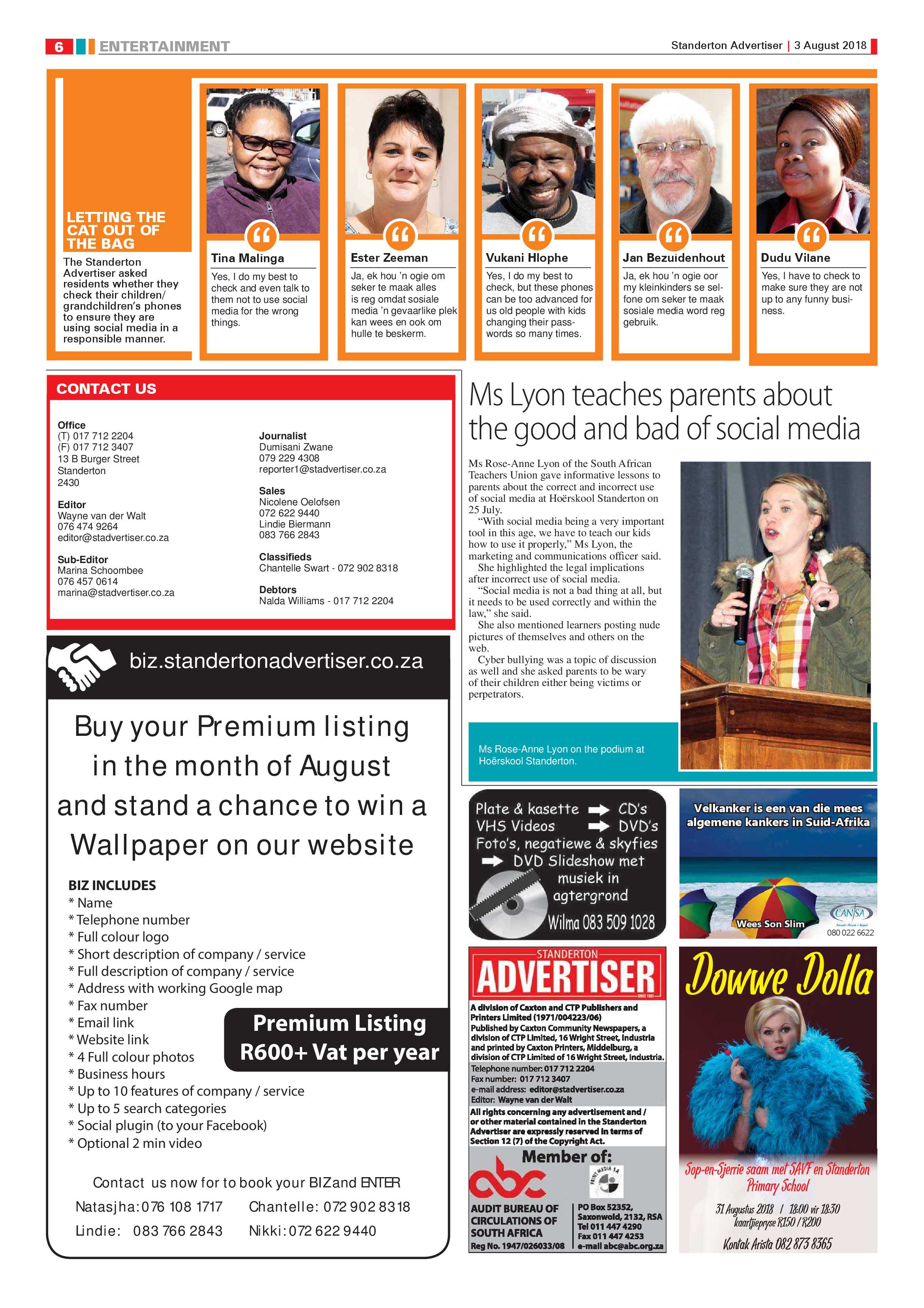 Standerton Advertiser 3 August 2018 page 6