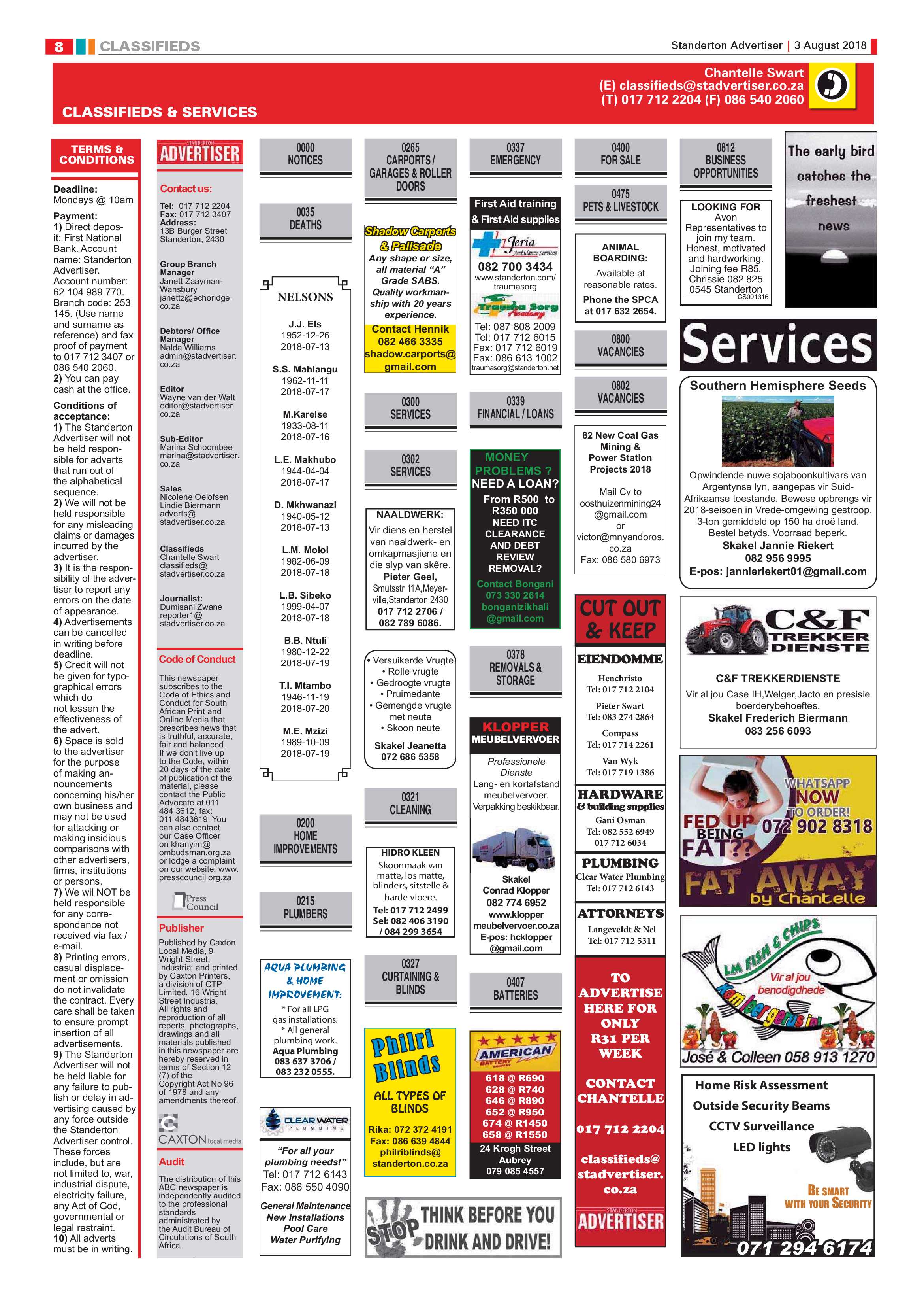 Standerton Advertiser 3 August 2018 page 8