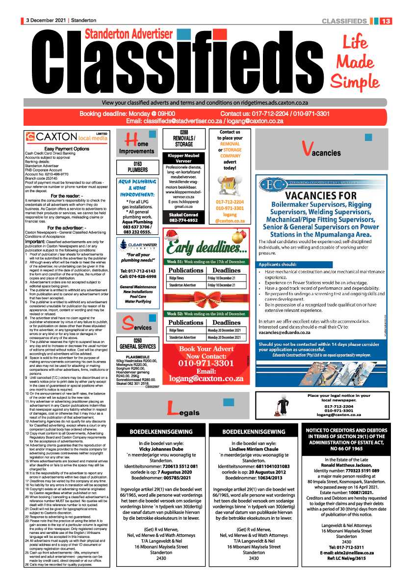 Standerton Advertiser 3 December 2021 page 13